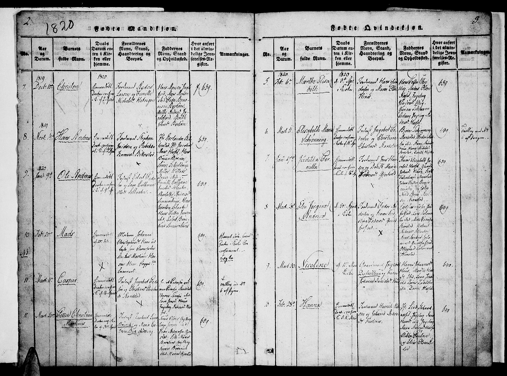 Ministerialprotokoller, klokkerbøker og fødselsregistre - Nordland, SAT/A-1459/888/L1237: Parish register (official) no. 888A05 /1, 1820-1836, p. 2-3
