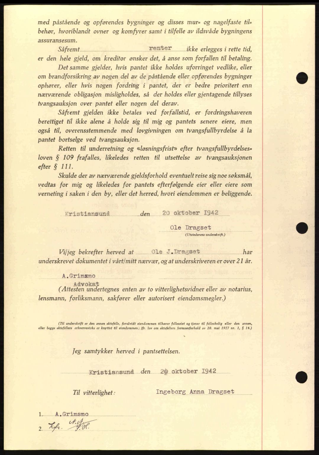 Nordmøre sorenskriveri, AV/SAT-A-4132/1/2/2Ca: Mortgage book no. B90, 1942-1943, Diary no: : 3050/1942