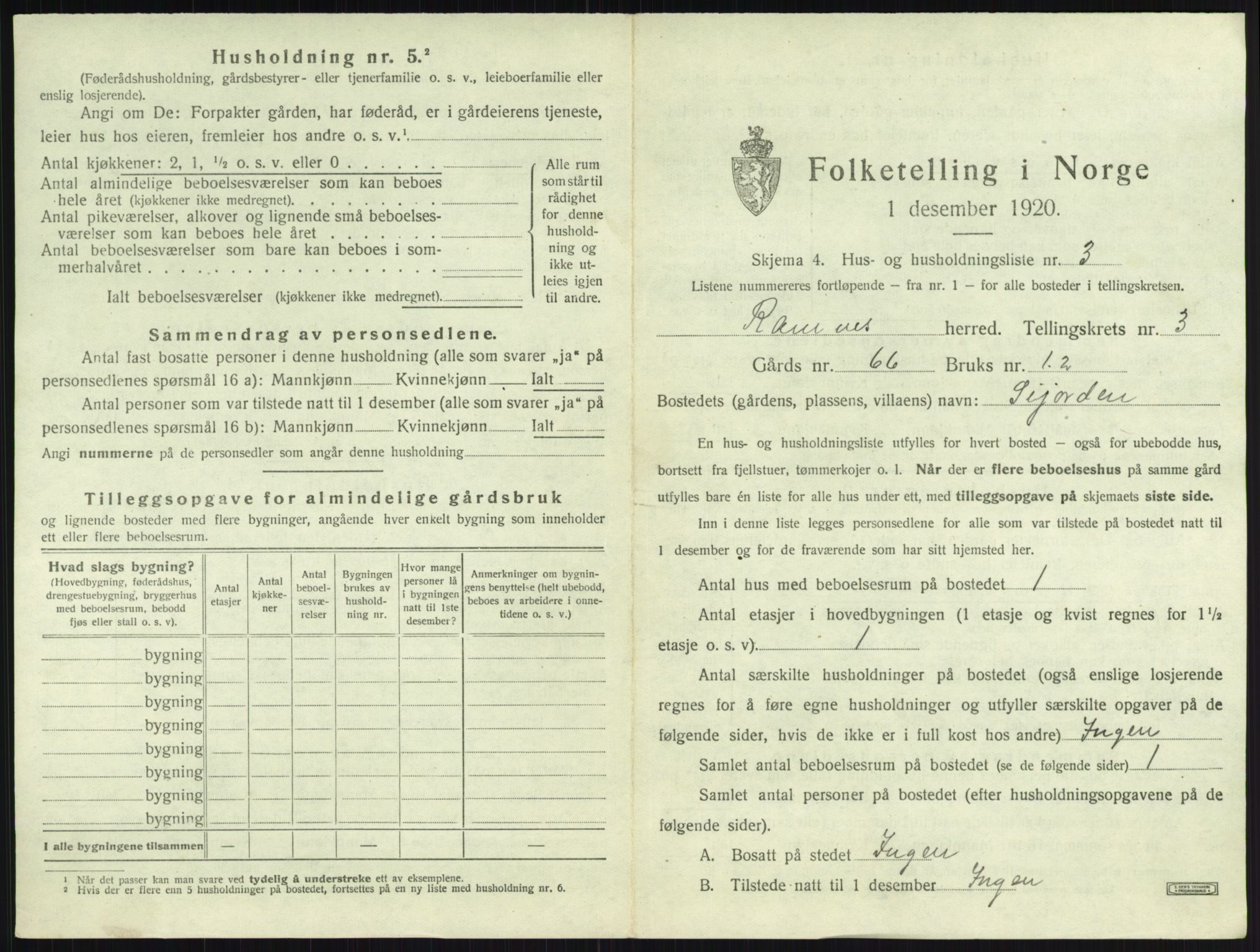 SAKO, 1920 census for Ramnes, 1920, p. 409