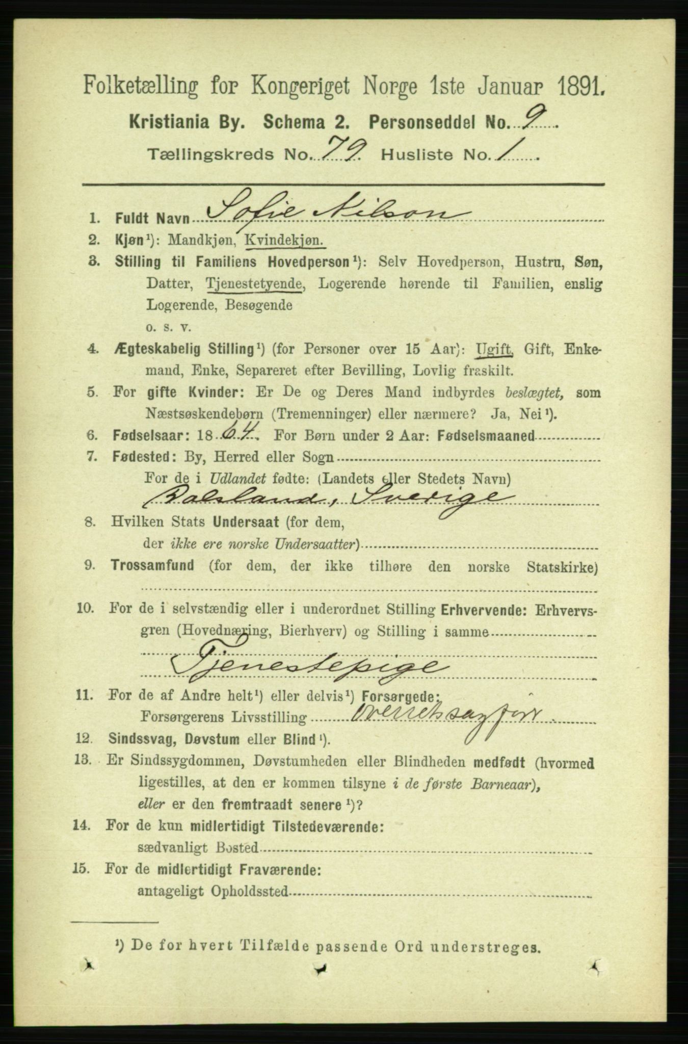 RA, 1891 census for 0301 Kristiania, 1891, p. 41107