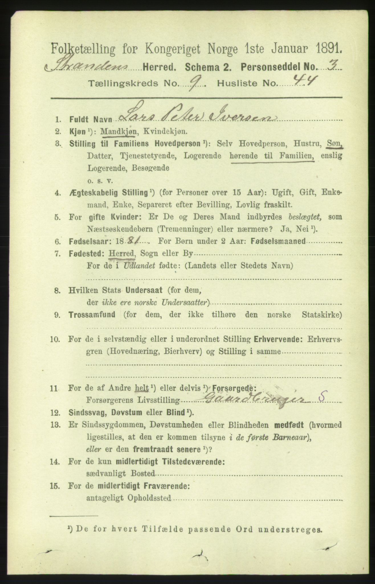 RA, 1891 census for 1525 Stranda, 1891, p. 2363