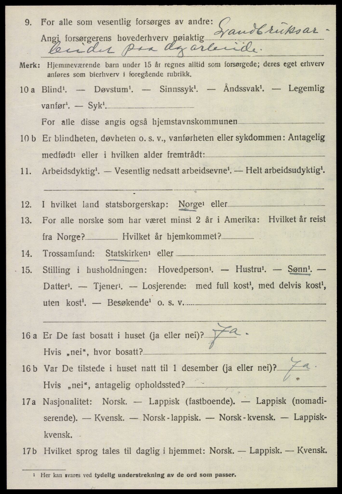 SAT, 1920 census for Foldereid, 1920, p. 1171