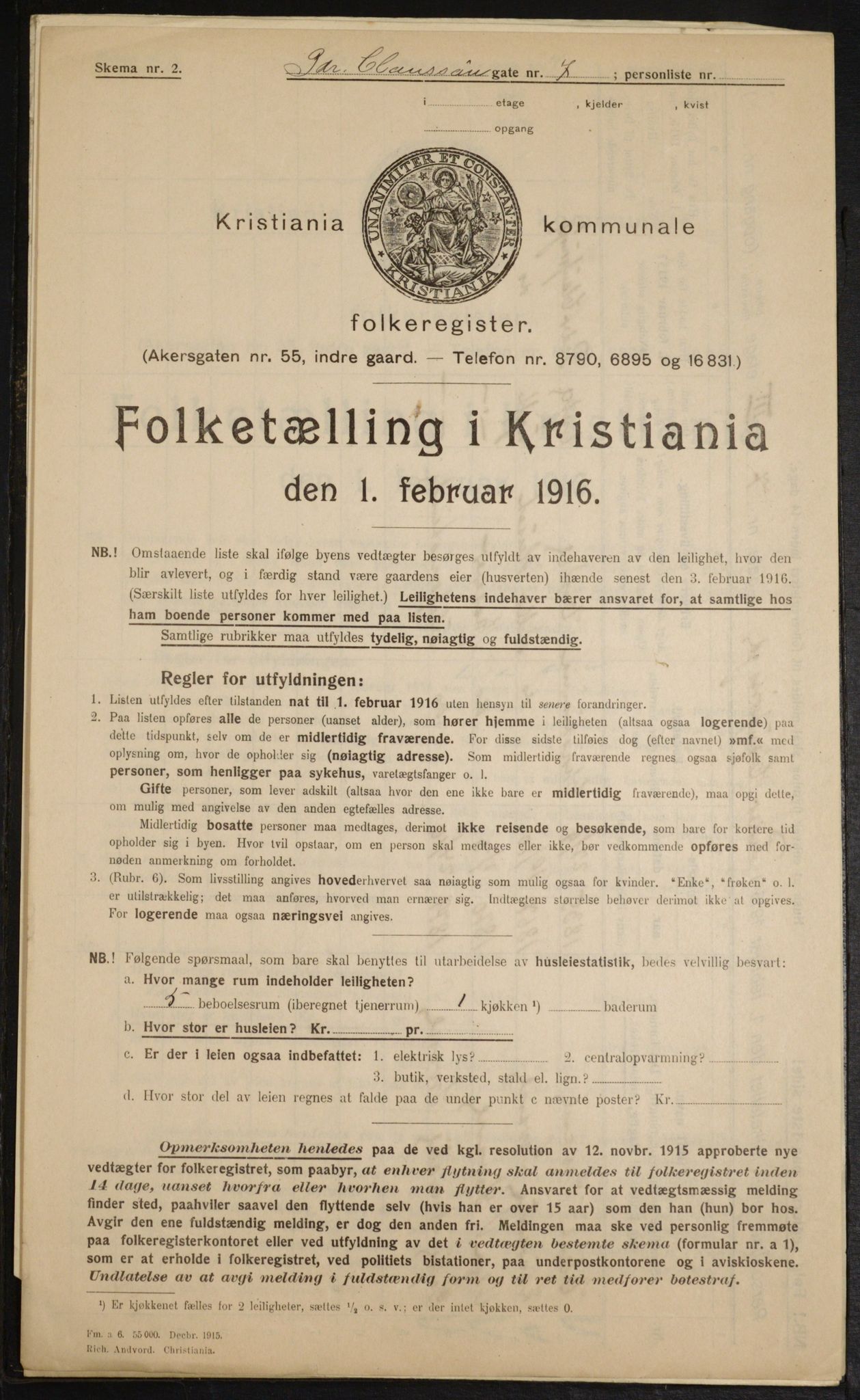 OBA, Municipal Census 1916 for Kristiania, 1916, p. 80728