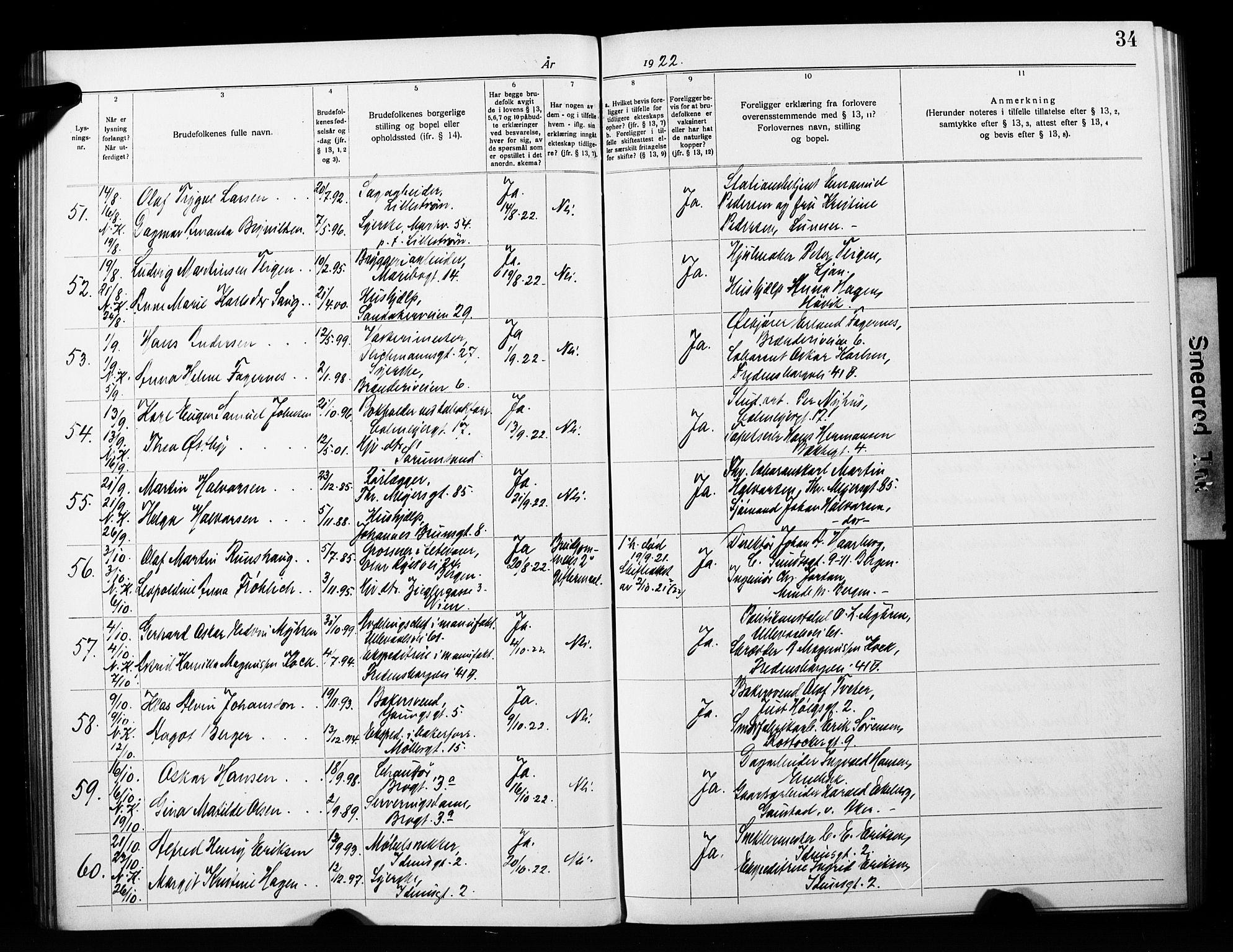 Jakob prestekontor Kirkebøker, AV/SAO-A-10850/H/Ha/L0003: Banns register no. 3, 1919-1931, p. 34
