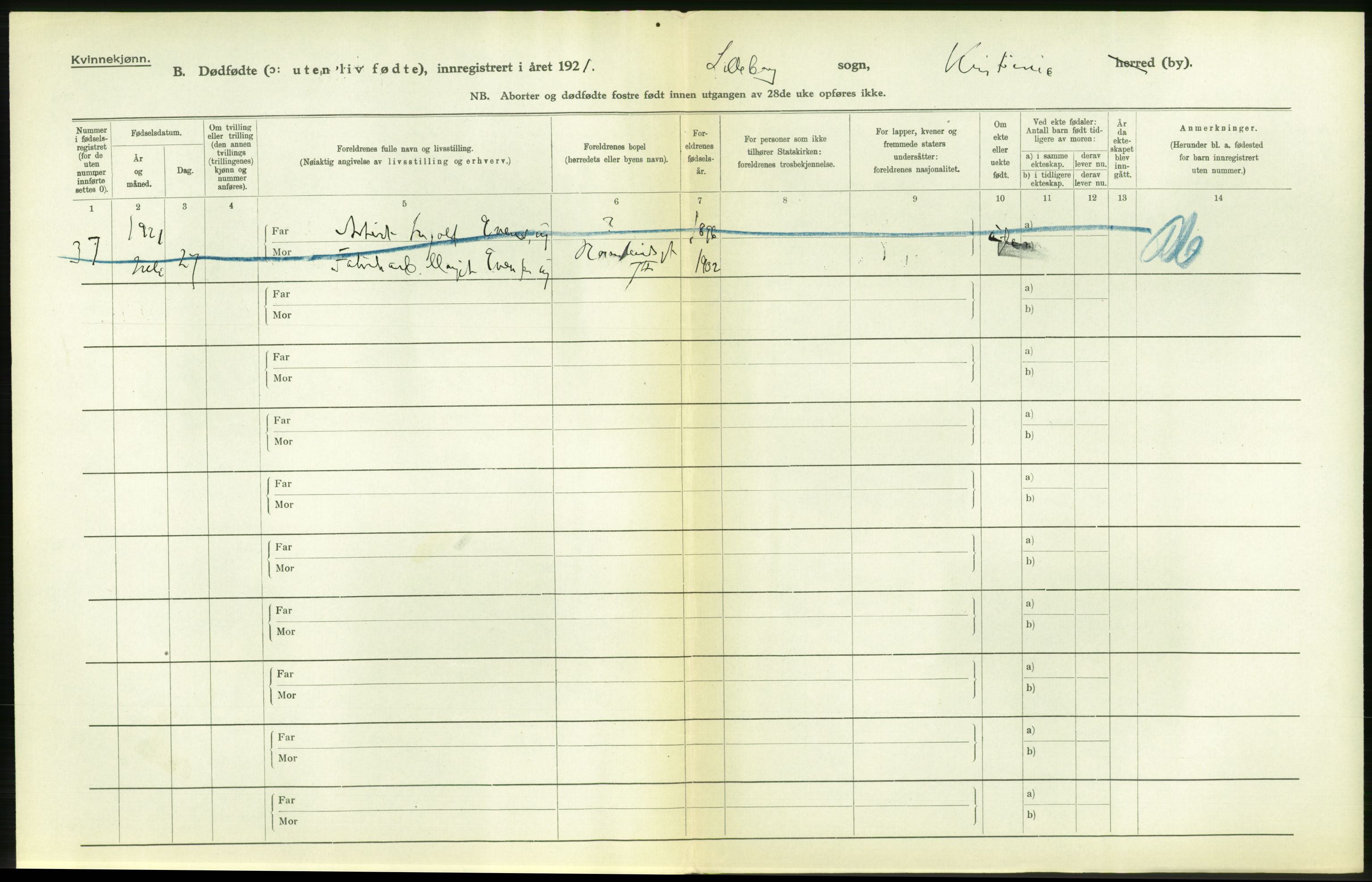 Statistisk sentralbyrå, Sosiodemografiske emner, Befolkning, RA/S-2228/D/Df/Dfc/Dfca/L0013: Kristiania: Døde, dødfødte, 1921, p. 614