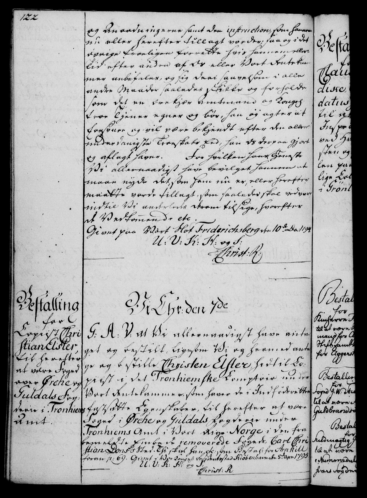 Rentekammeret, Kammerkanselliet, RA/EA-3111/G/Gg/Gge/L0006: Norsk bestallingsprotokoll med register (merket RK 53.30), 1773-1814, p. 122