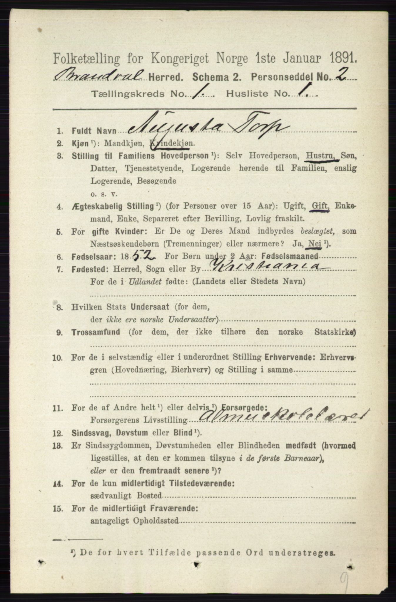 RA, 1891 census for 0422 Brandval, 1891, p. 113