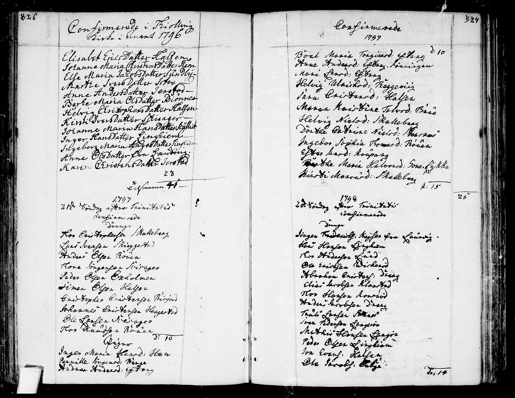 Tjølling kirkebøker, SAKO/A-60/F/Fa/L0004: Parish register (official) no. 4, 1779-1817, p. 326-327