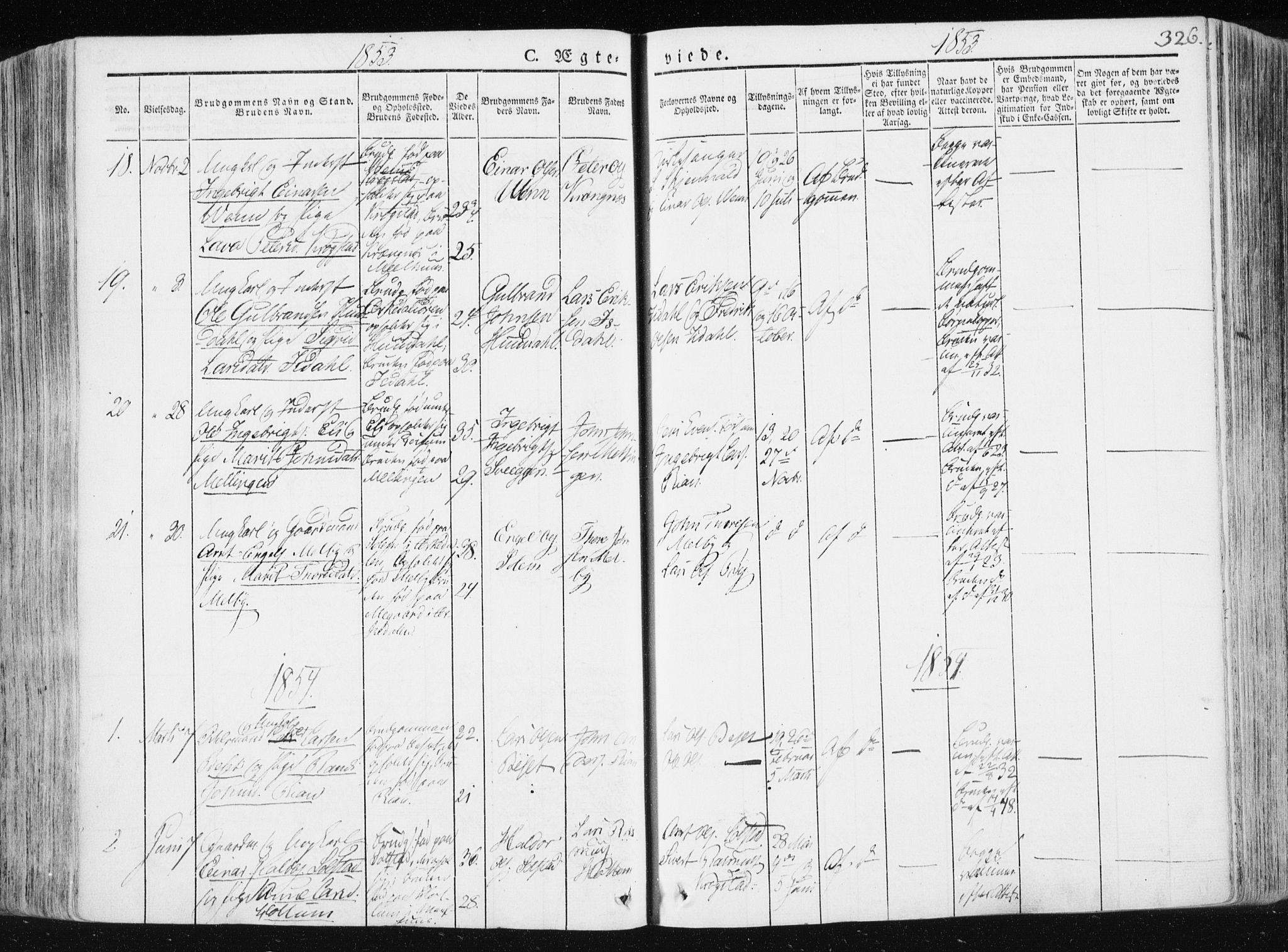 Ministerialprotokoller, klokkerbøker og fødselsregistre - Sør-Trøndelag, SAT/A-1456/665/L0771: Parish register (official) no. 665A06, 1830-1856, p. 326
