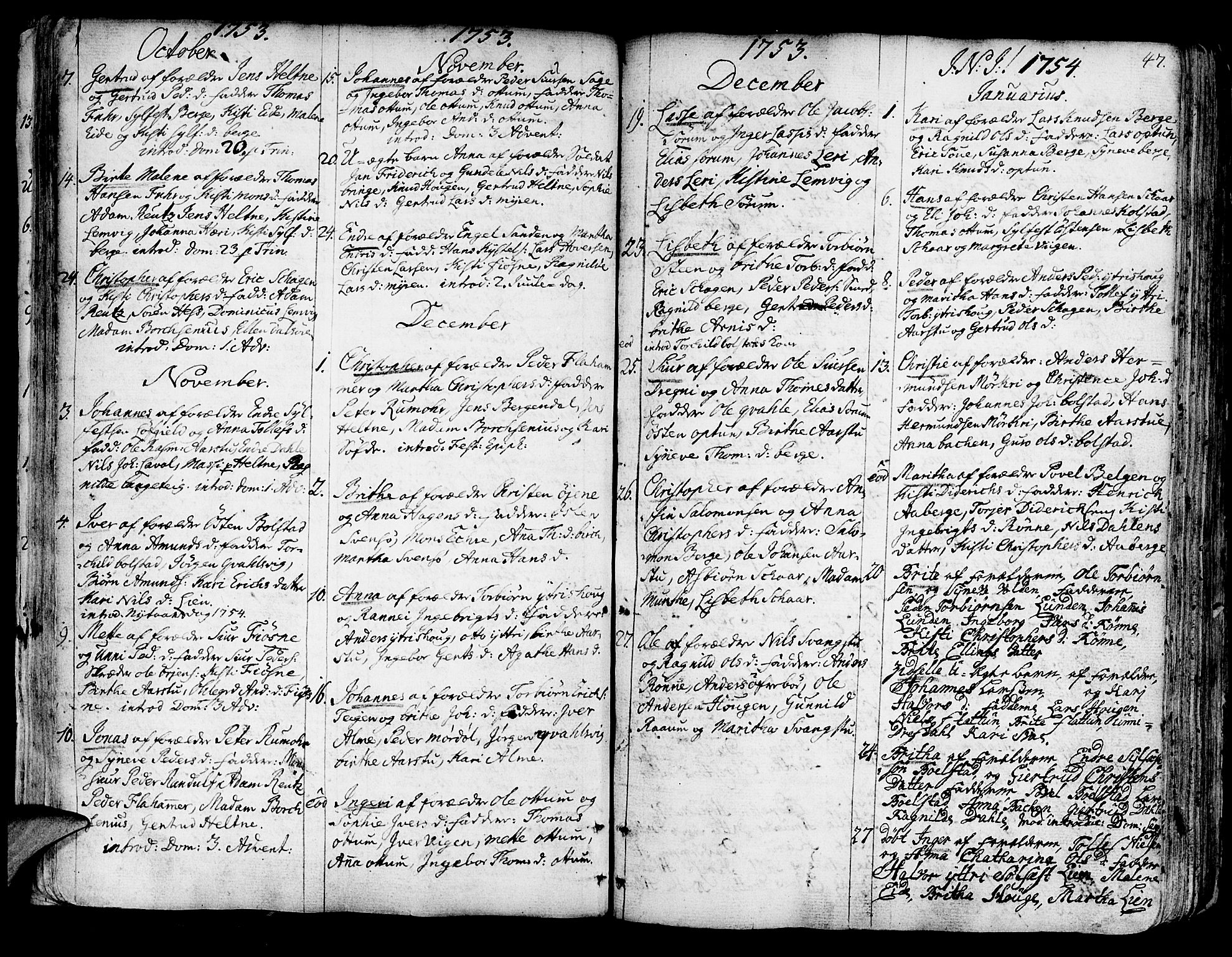 Luster sokneprestembete, SAB/A-81101/H/Haa/Haaa/L0001: Parish register (official) no. A 1, 1731-1803, p. 47