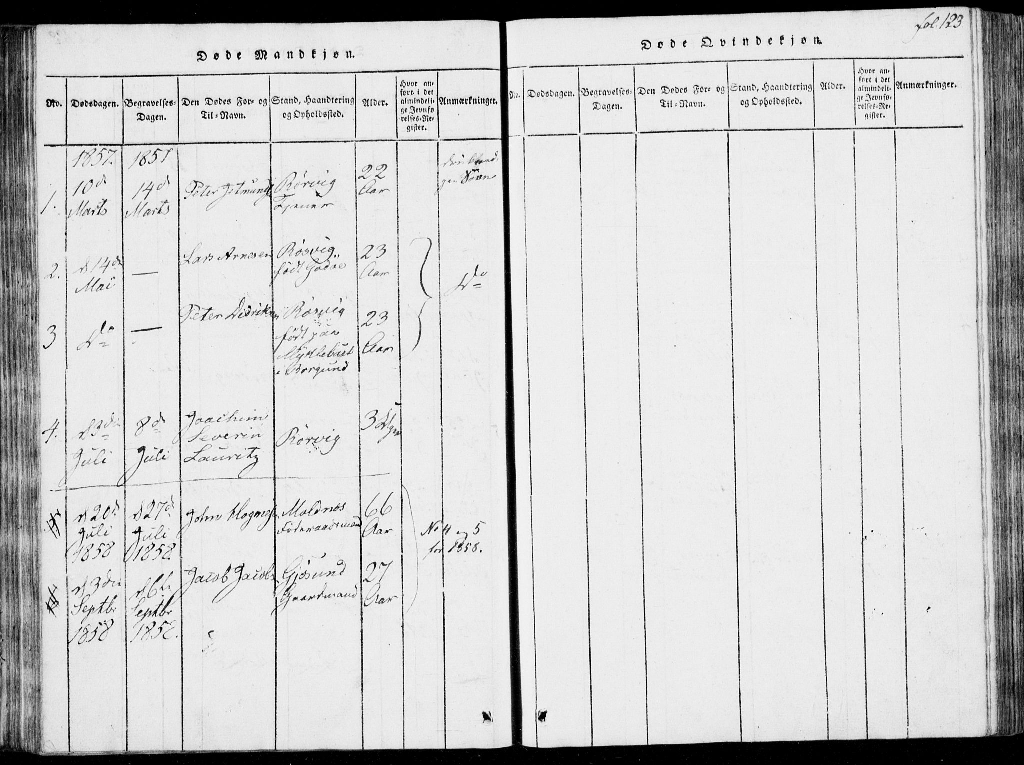 Ministerialprotokoller, klokkerbøker og fødselsregistre - Møre og Romsdal, AV/SAT-A-1454/537/L0517: Parish register (official) no. 537A01, 1818-1862, p. 123