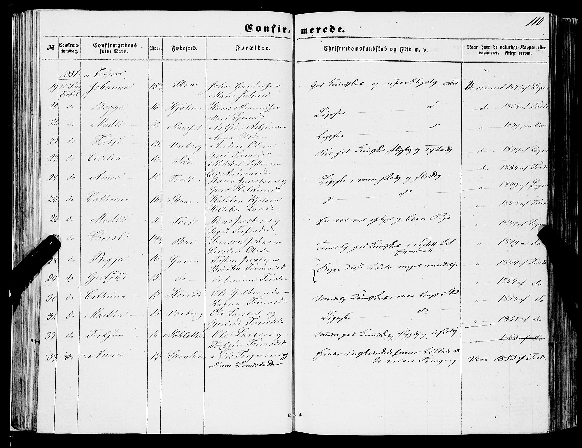 Ulvik sokneprestembete, SAB/A-78801/H/Haa: Parish register (official) no. A 13, 1853-1863, p. 110