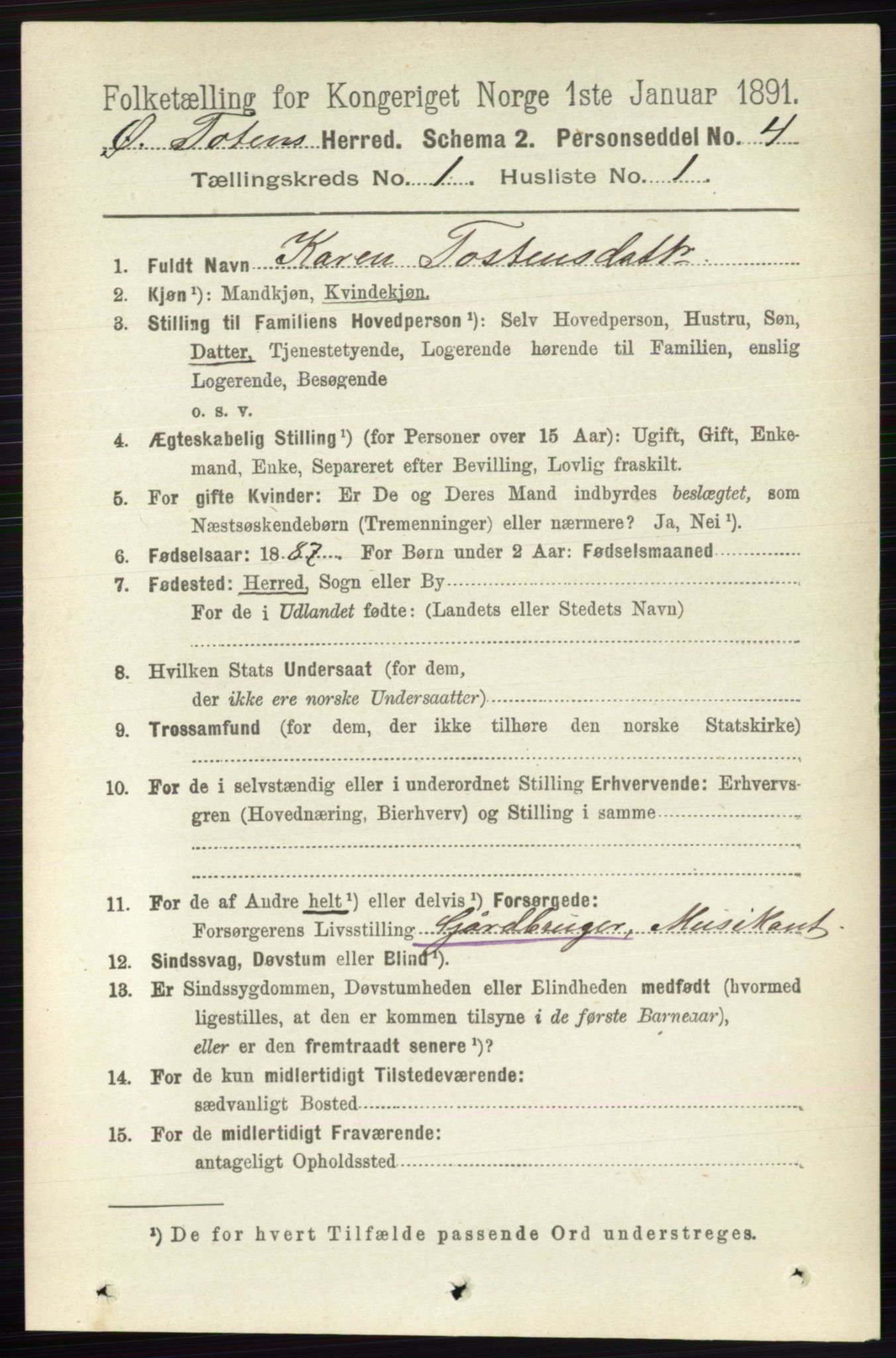 RA, 1891 census for 0528 Østre Toten, 1891, p. 146