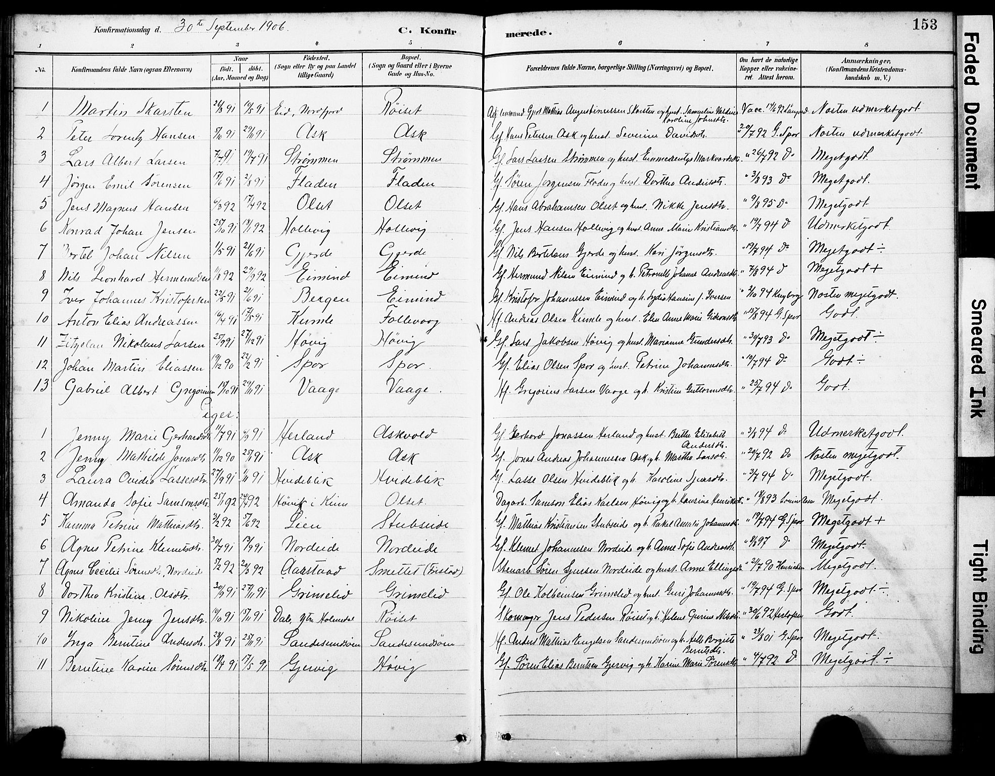 Askvoll sokneprestembete, AV/SAB-A-79501/H/Hab/Haba/L0003: Parish register (copy) no. A 3, 1886-1928, p. 153