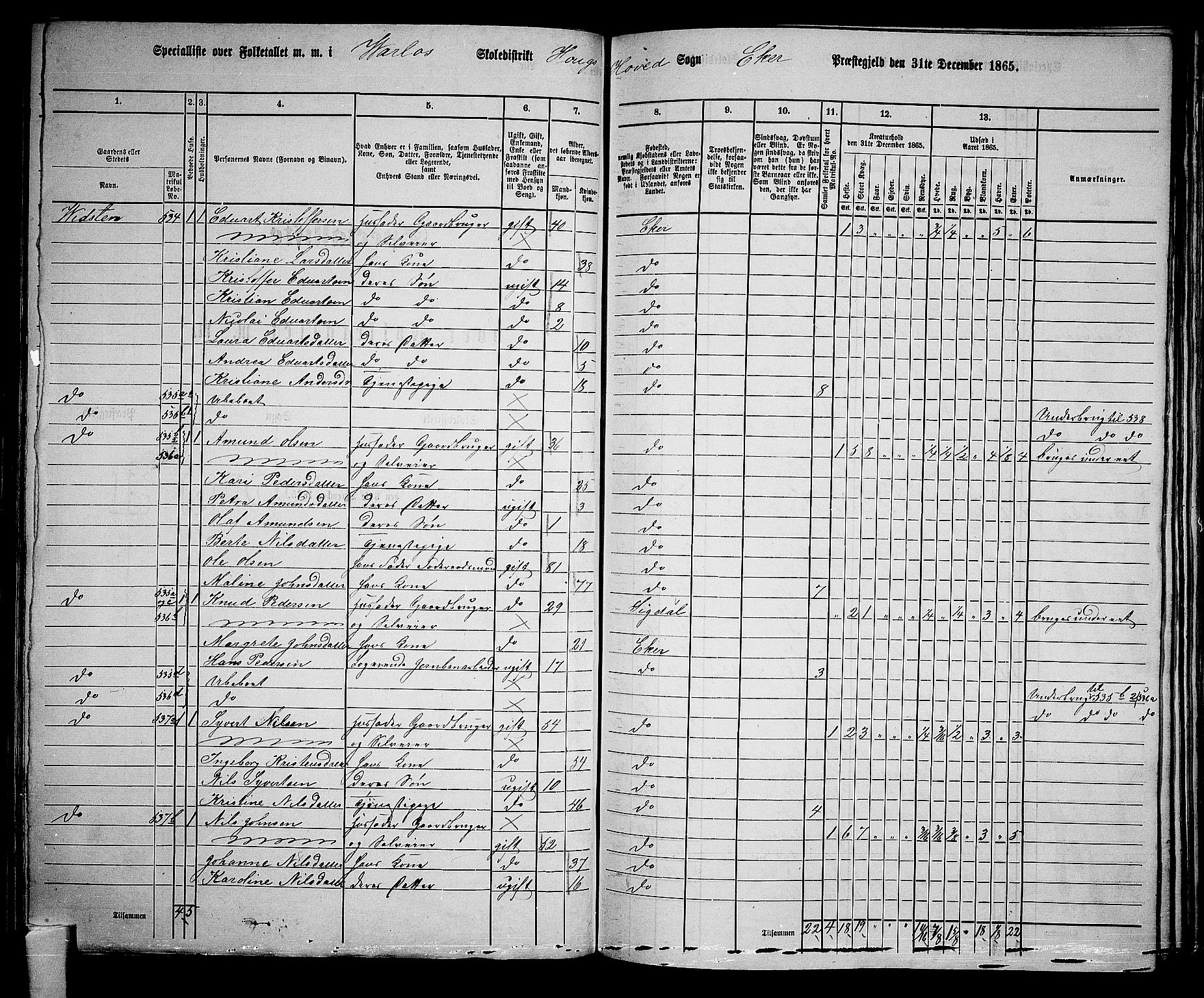 RA, 1865 census for Eiker, 1865, p. 149