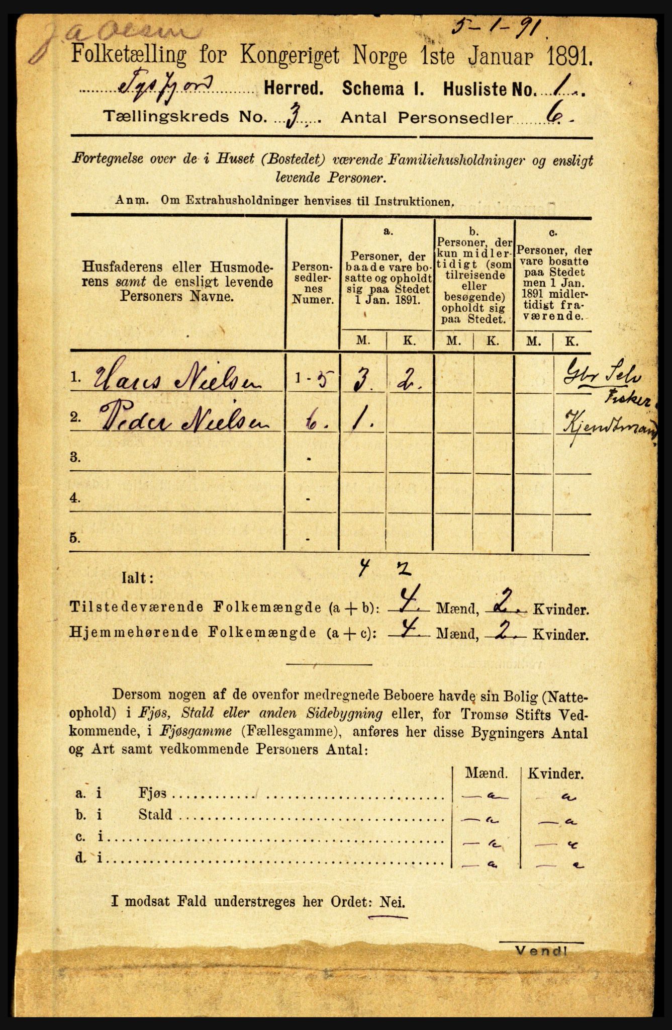 RA, 1891 census for 1850 Tysfjord, 1891, p. 1003