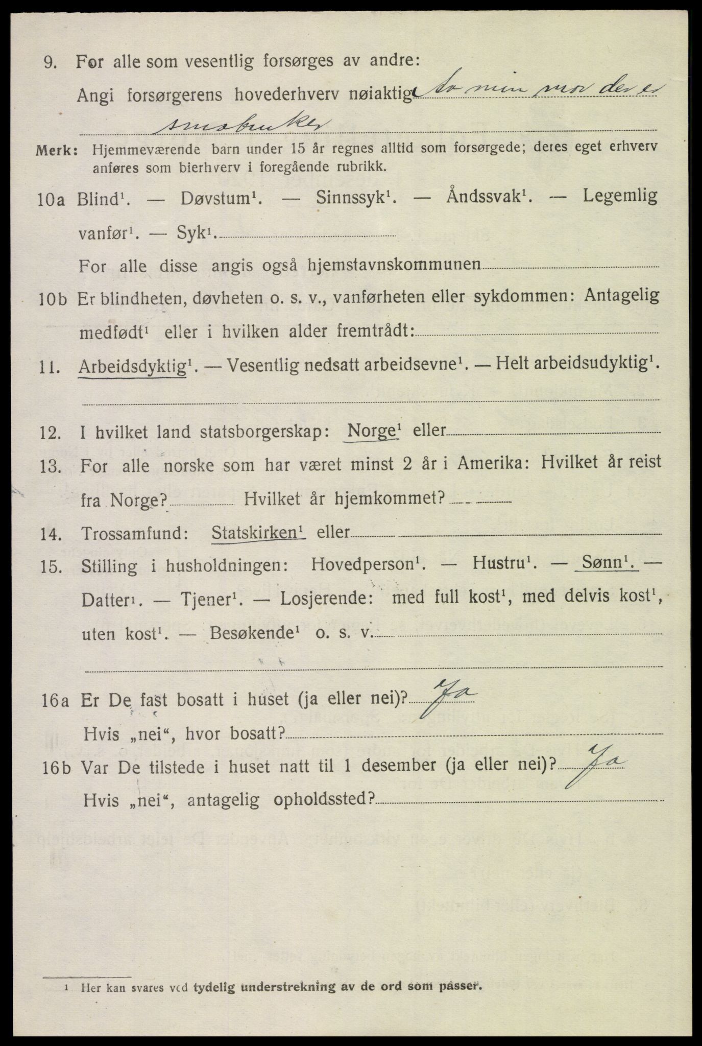 SAH, 1920 census for Trysil, 1920, p. 16090