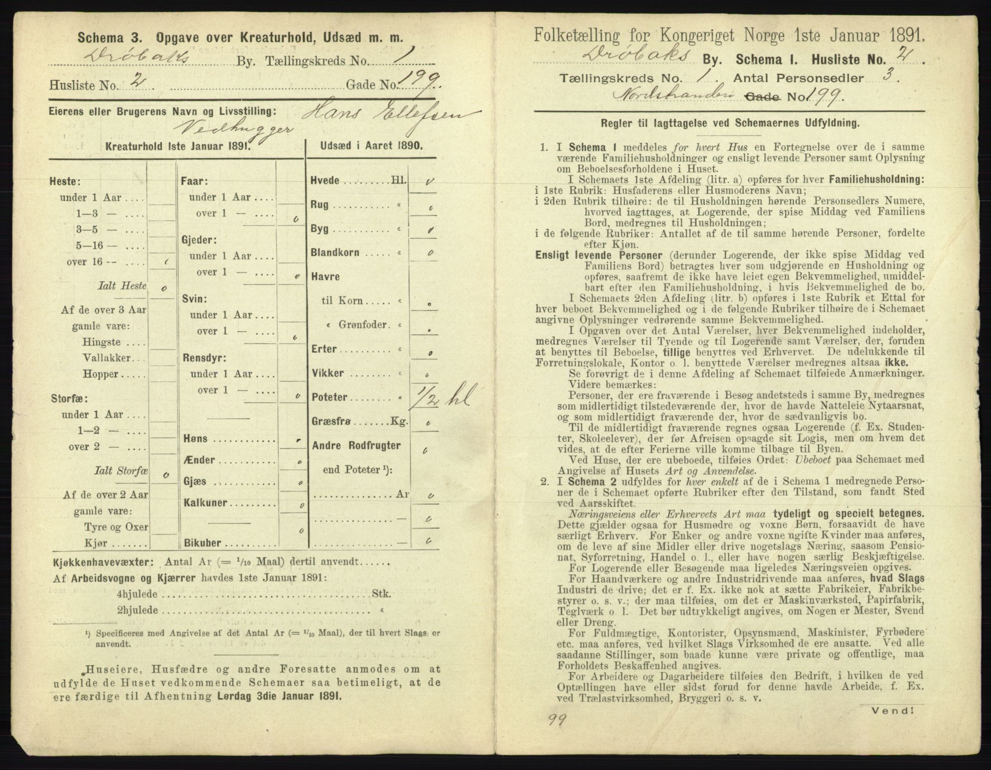 RA, 1891 census for 0203 Drøbak, 1891, p. 19