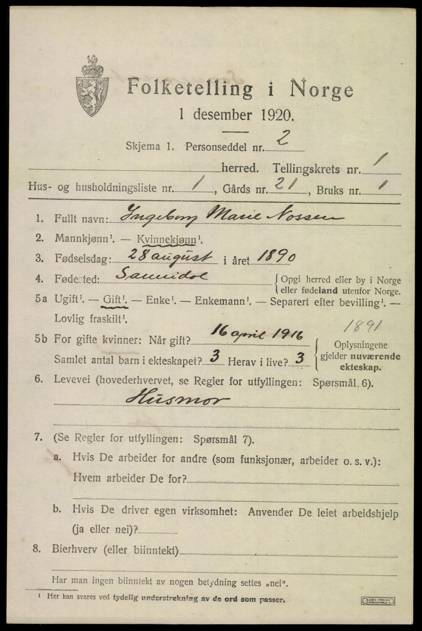 SAKO, 1920 census for Lårdal, 1920, p. 617