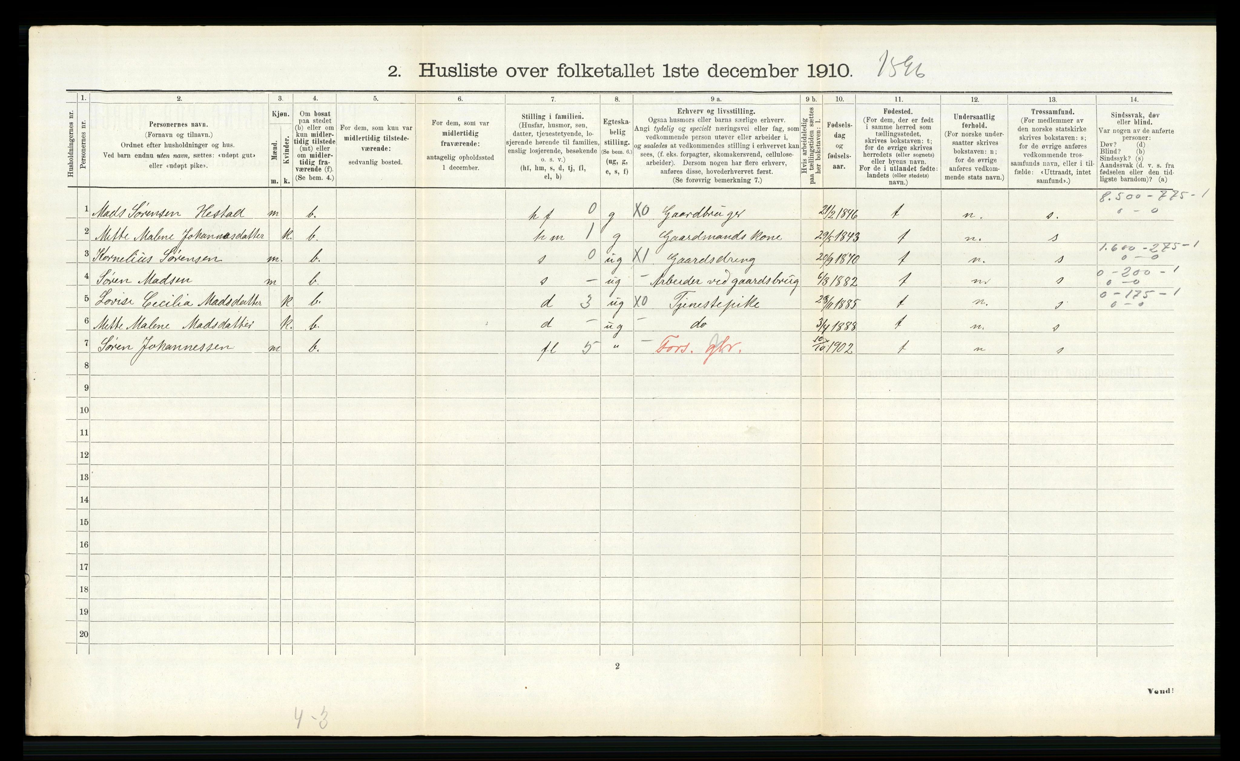 RA, 1910 census for Ytre Holmedal, 1910, p. 633