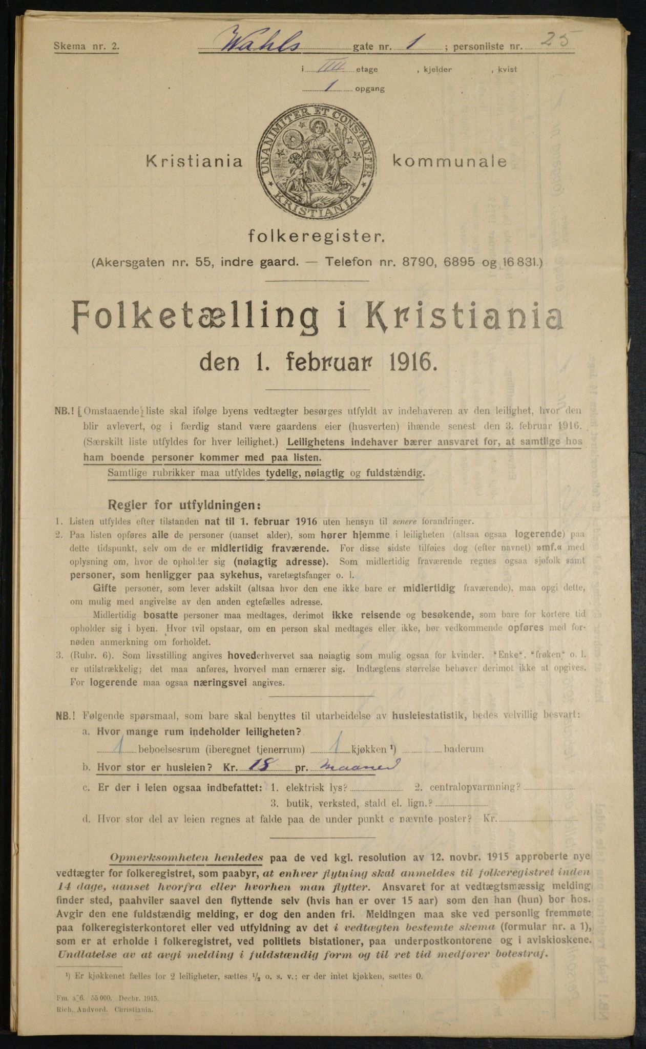 OBA, Municipal Census 1916 for Kristiania, 1916, p. 125120