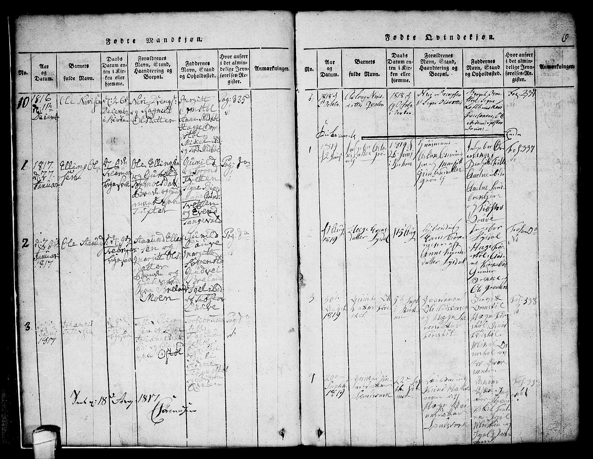 Lårdal kirkebøker, SAKO/A-284/G/Gc/L0001: Parish register (copy) no. III 1, 1815-1854, p. 6