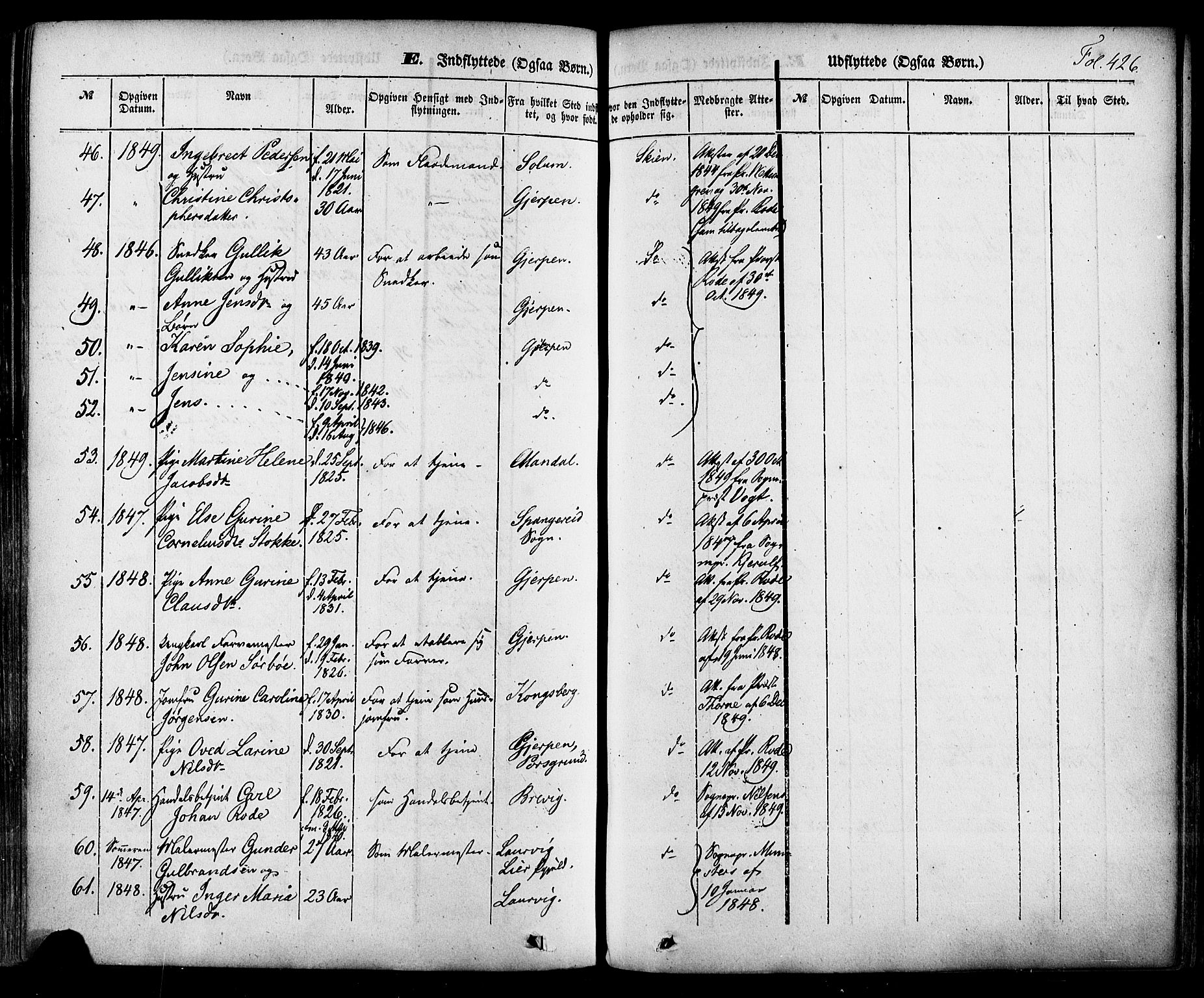 Skien kirkebøker, AV/SAKO-A-302/F/Fa/L0006a: Parish register (official) no. 6A, 1843-1856, p. 426