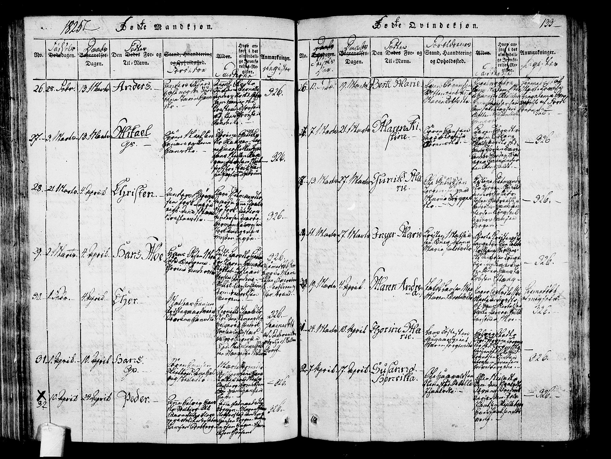 Sandar kirkebøker, AV/SAKO-A-243/F/Fa/L0004: Parish register (official) no. 4, 1814-1832, p. 133