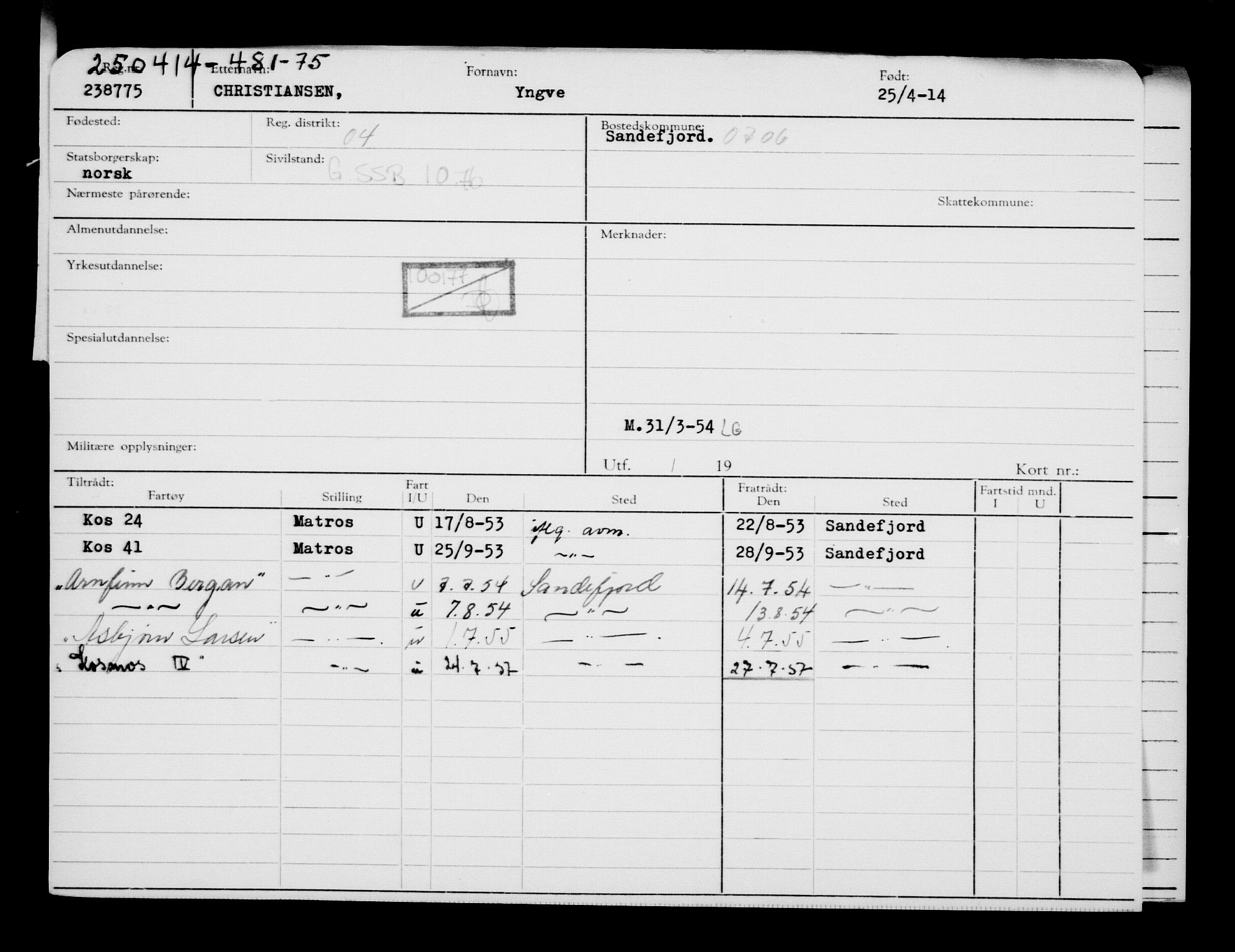 Direktoratet for sjømenn, AV/RA-S-3545/G/Gb/L0120: Hovedkort, 1914, p. 257