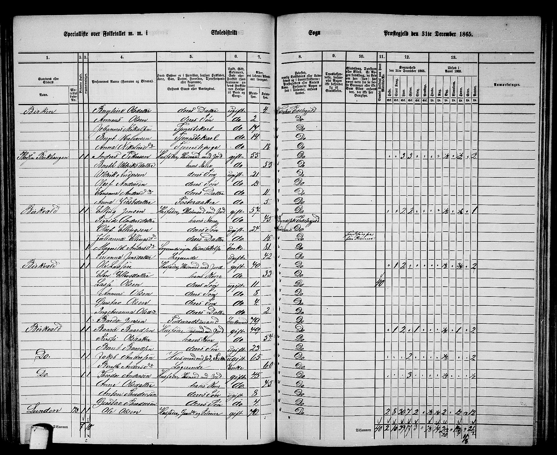 RA, 1865 census for Verdal, 1865, p. 120