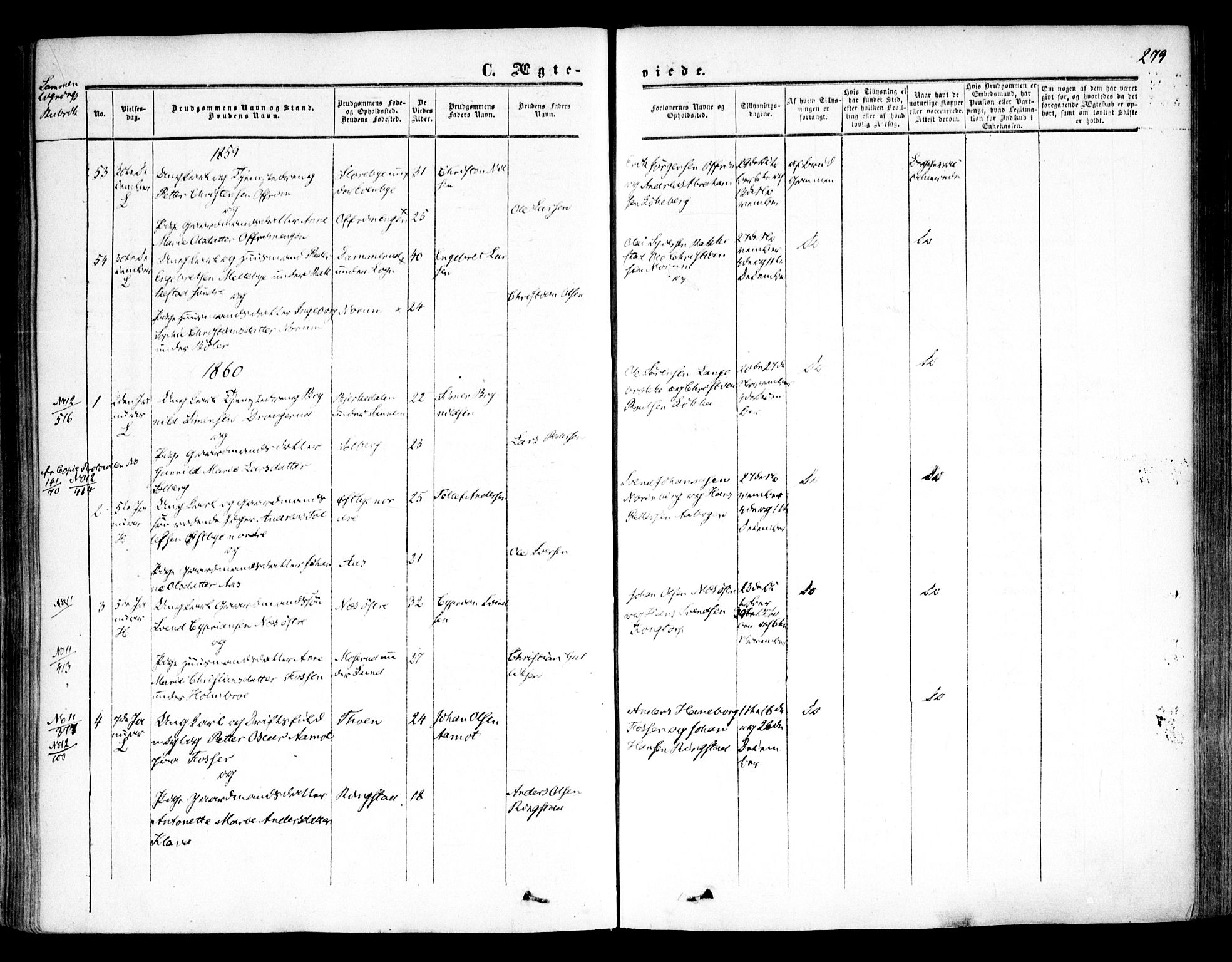 Høland prestekontor Kirkebøker, SAO/A-10346a/F/Fa/L0010: Parish register (official) no. I 10, 1854-1861, p. 279