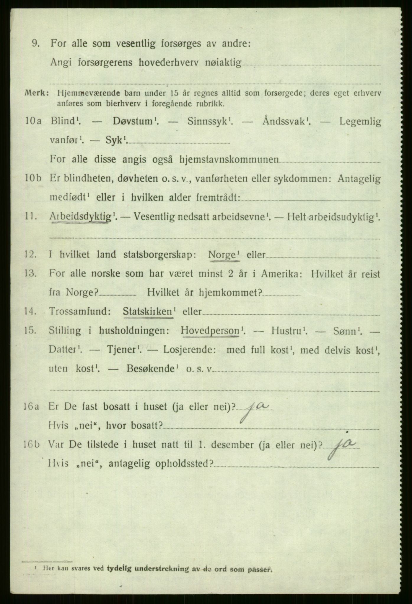 SAB, 1920 census for Voss, 1920, p. 10060