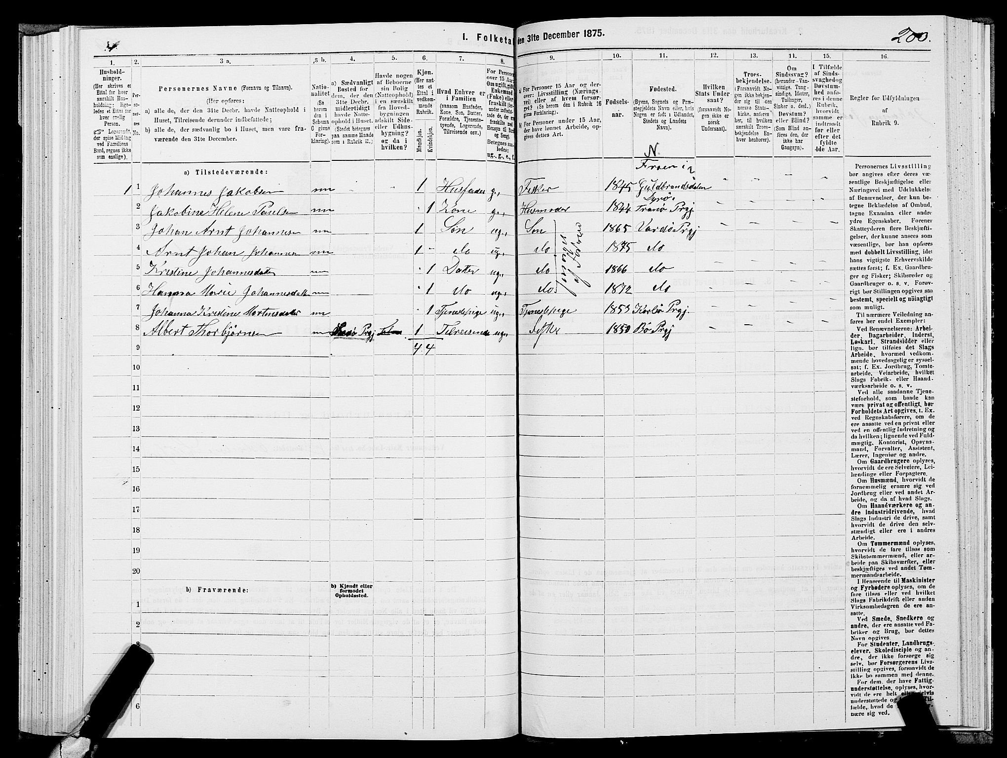 SATØ, 1875 census for 2028L Vardø/Vardø, 1875, p. 1200