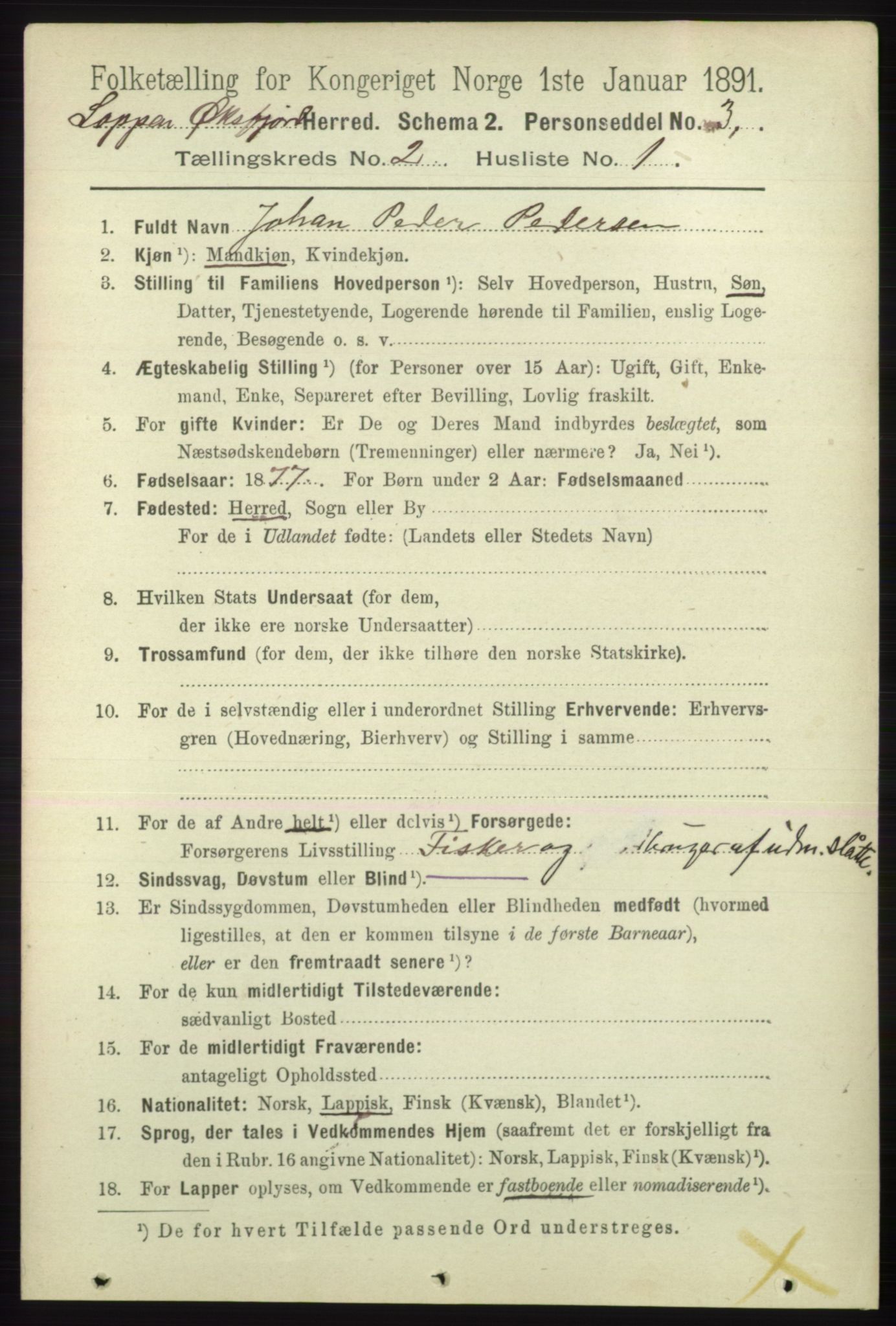 RA, 1891 census for 2014 Loppa, 1891, p. 373