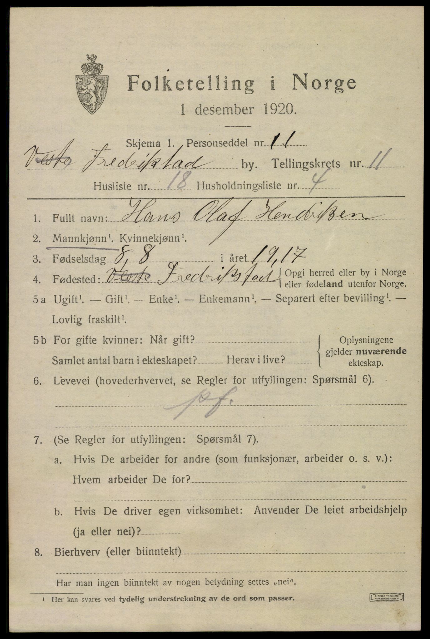 SAO, 1920 census for Fredrikstad, 1920, p. 28763