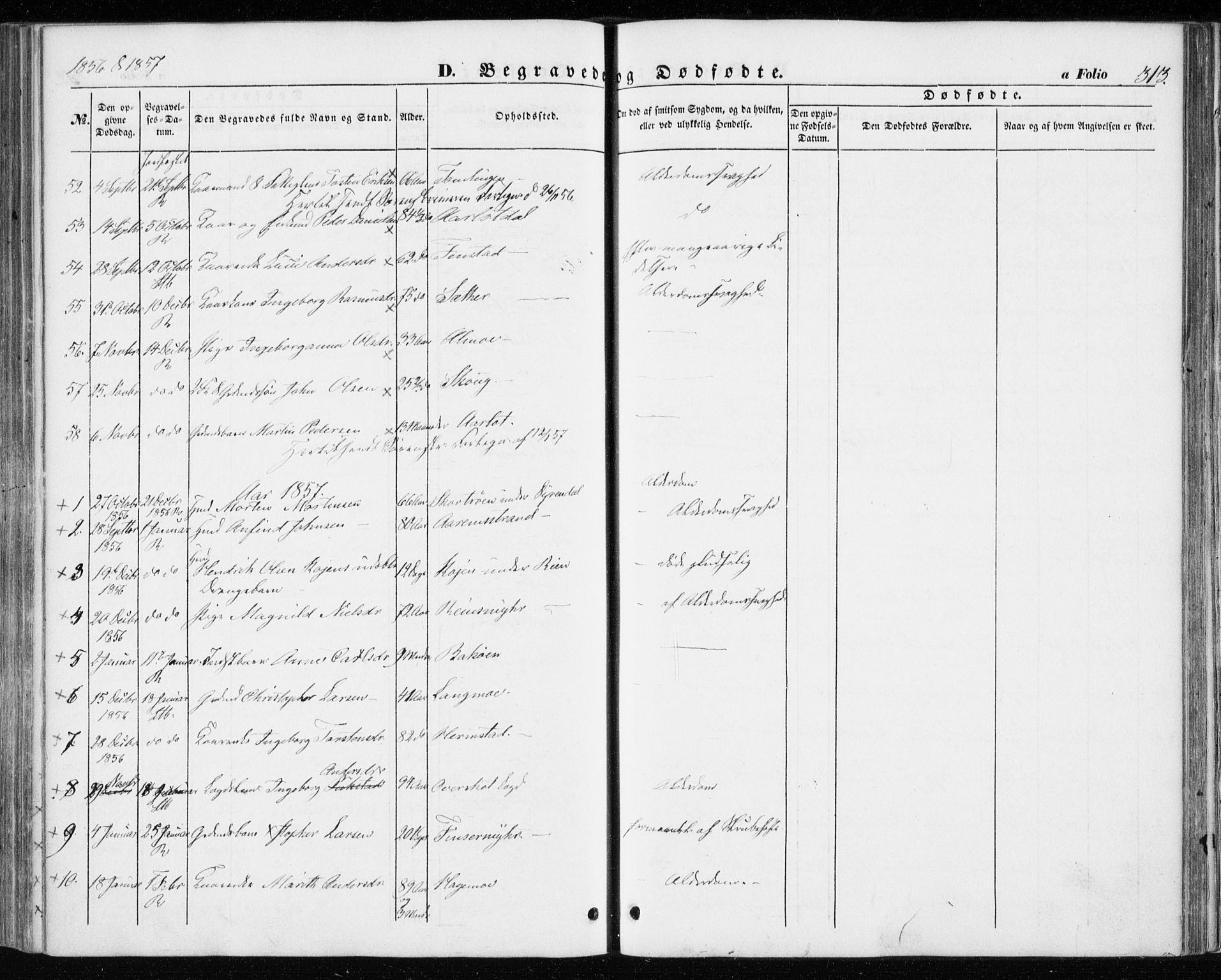 Ministerialprotokoller, klokkerbøker og fødselsregistre - Sør-Trøndelag, SAT/A-1456/646/L0611: Parish register (official) no. 646A09, 1848-1857, p. 313