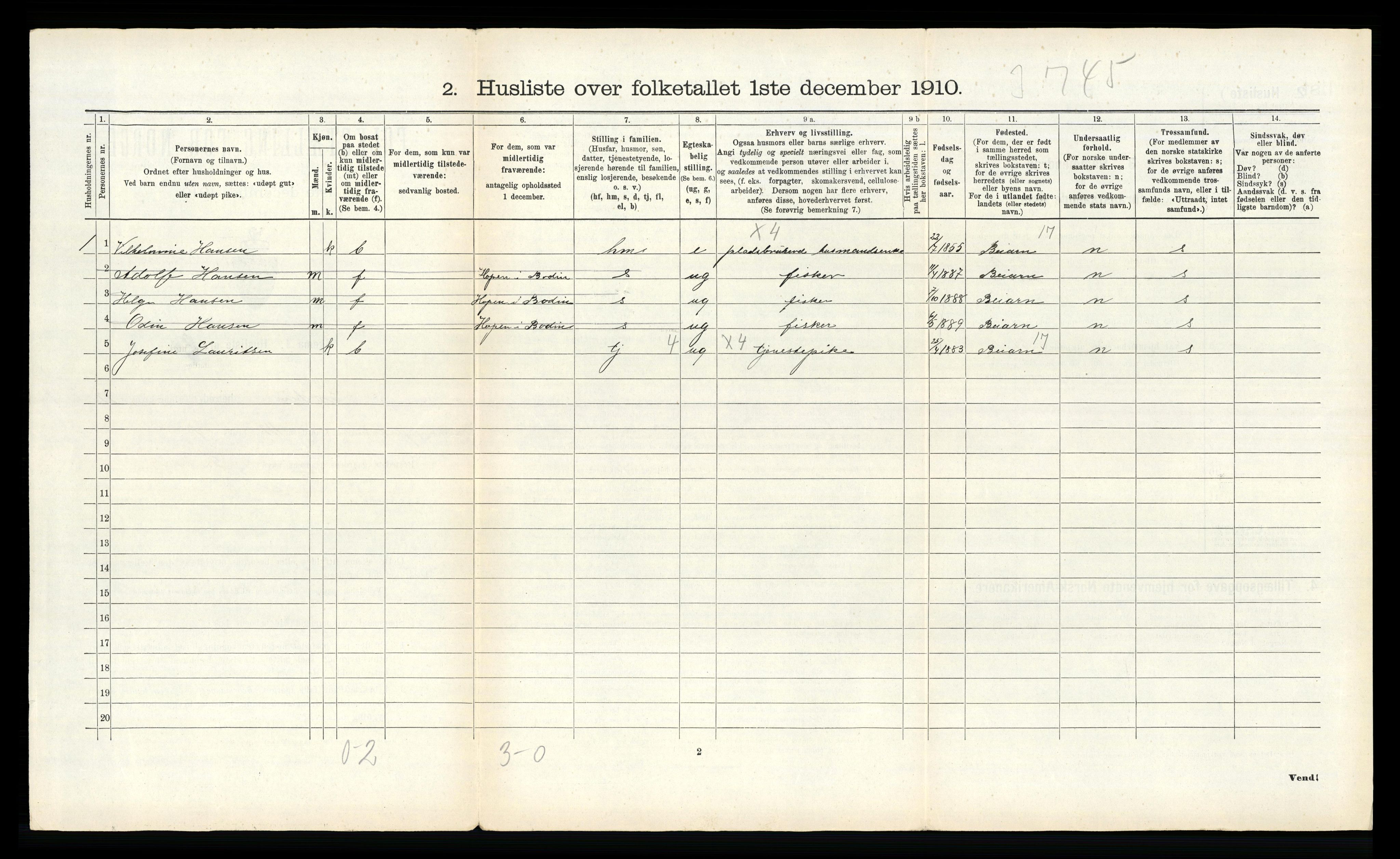 RA, 1910 census for Bodin, 1910, p. 1492