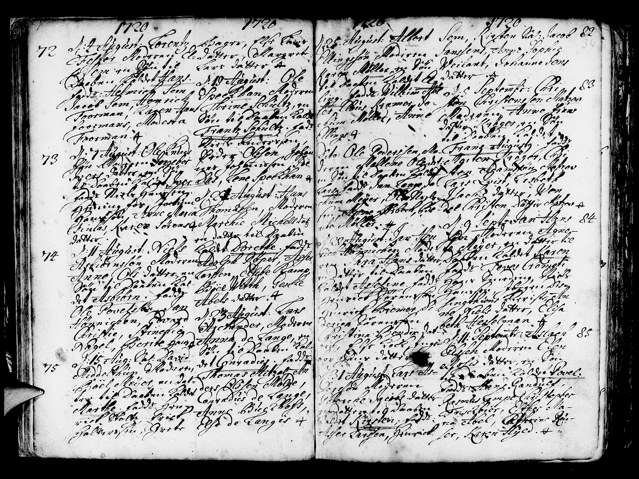 Nykirken Sokneprestembete, AV/SAB-A-77101/H/Haa/L0003: Parish register (official) no. A 3, 1717-1764, p. 34