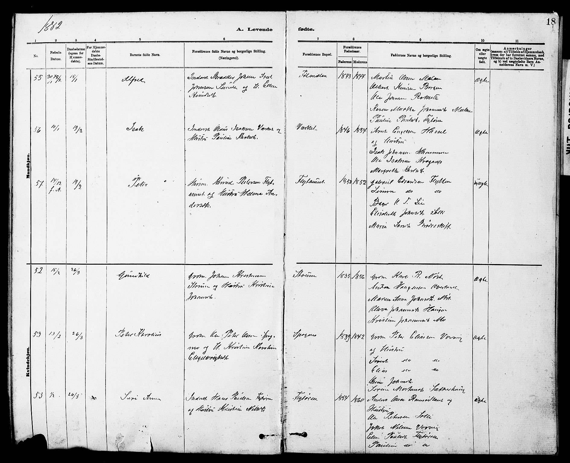 Ministerialprotokoller, klokkerbøker og fødselsregistre - Sør-Trøndelag, SAT/A-1456/647/L0636: Parish register (copy) no. 647C01, 1881-1884, p. 18