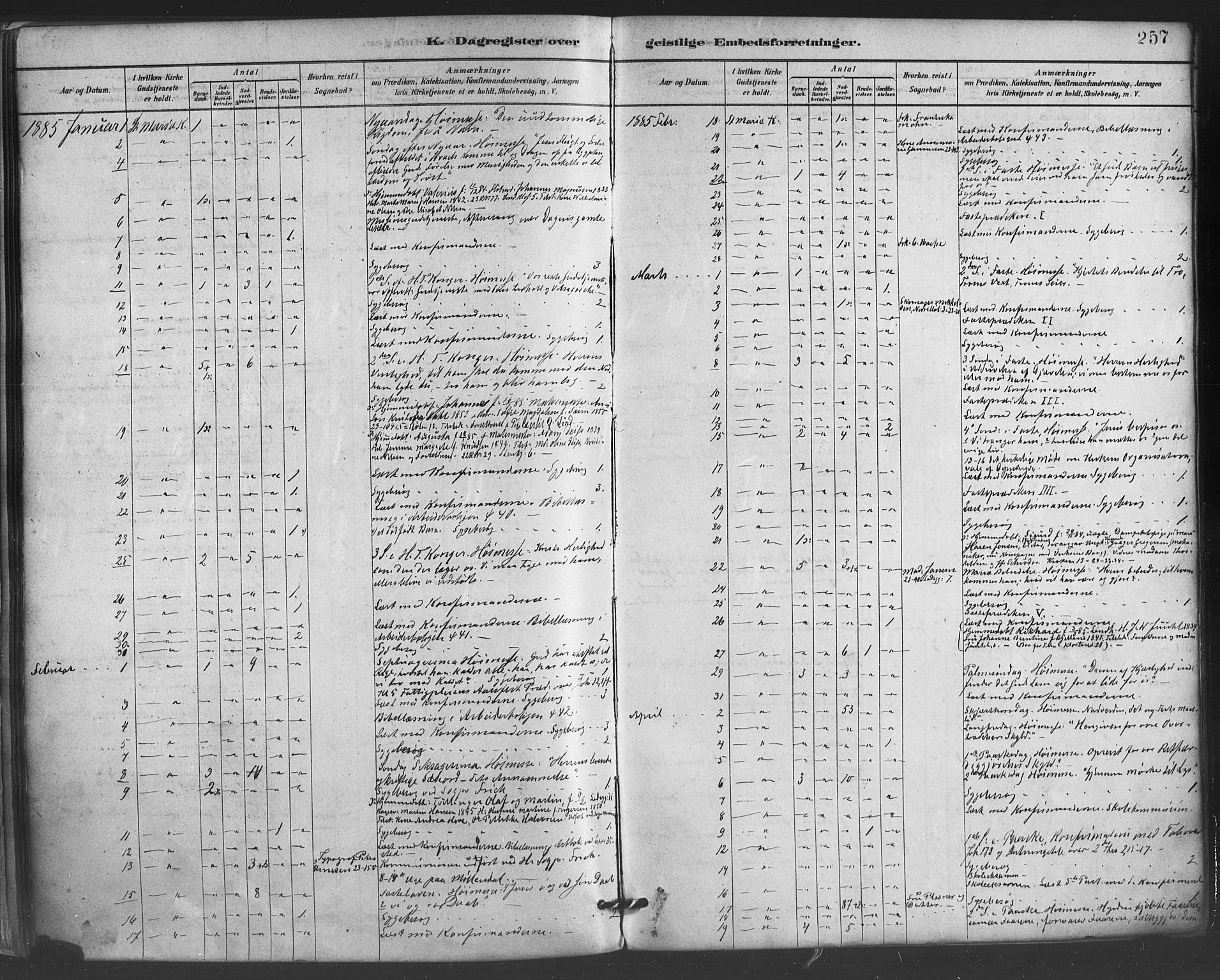 Mariakirken Sokneprestembete, SAB/A-76901/H/Haa/L0007: Parish register (official) no. A 7, 1878-1893, p. 257