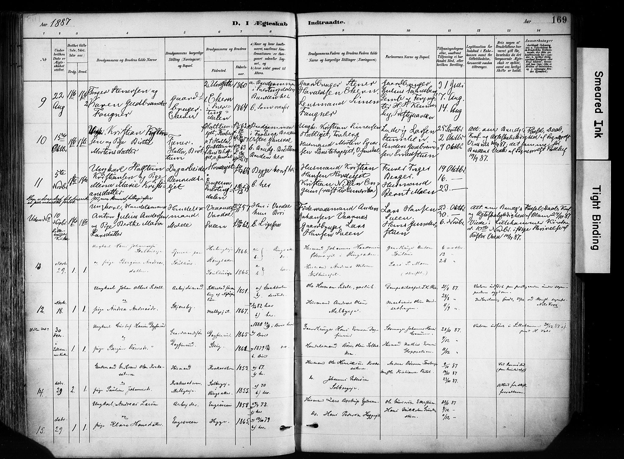 Biri prestekontor, SAH/PREST-096/H/Ha/Haa/L0009: Parish register (official) no. 9, 1887-1900, p. 169