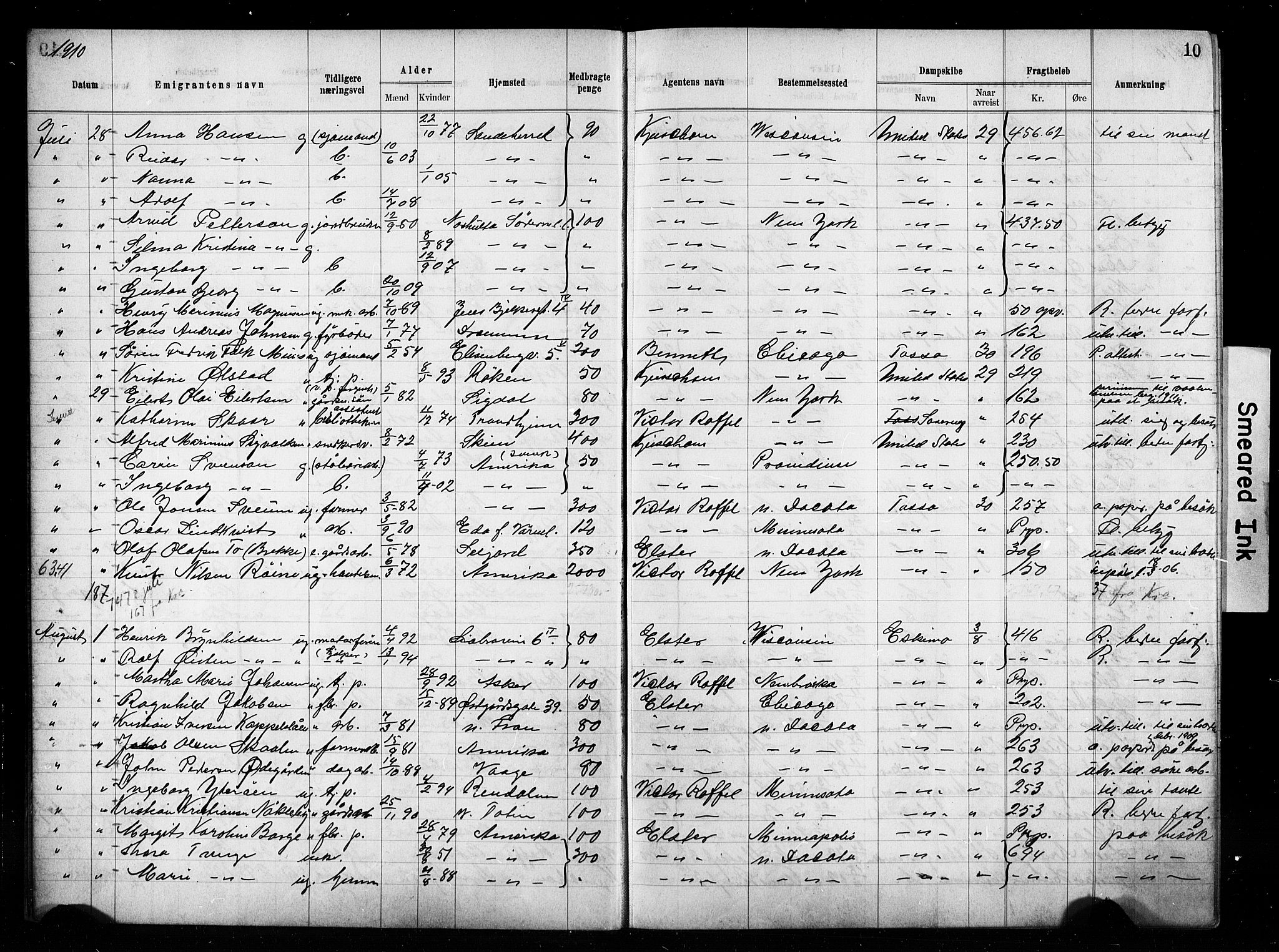 Oslo politidistrikt, AV/SAO-A-10085/E/Ee/Eef/L0029: Emigrantprotokoll, 1910-1913, p. 10