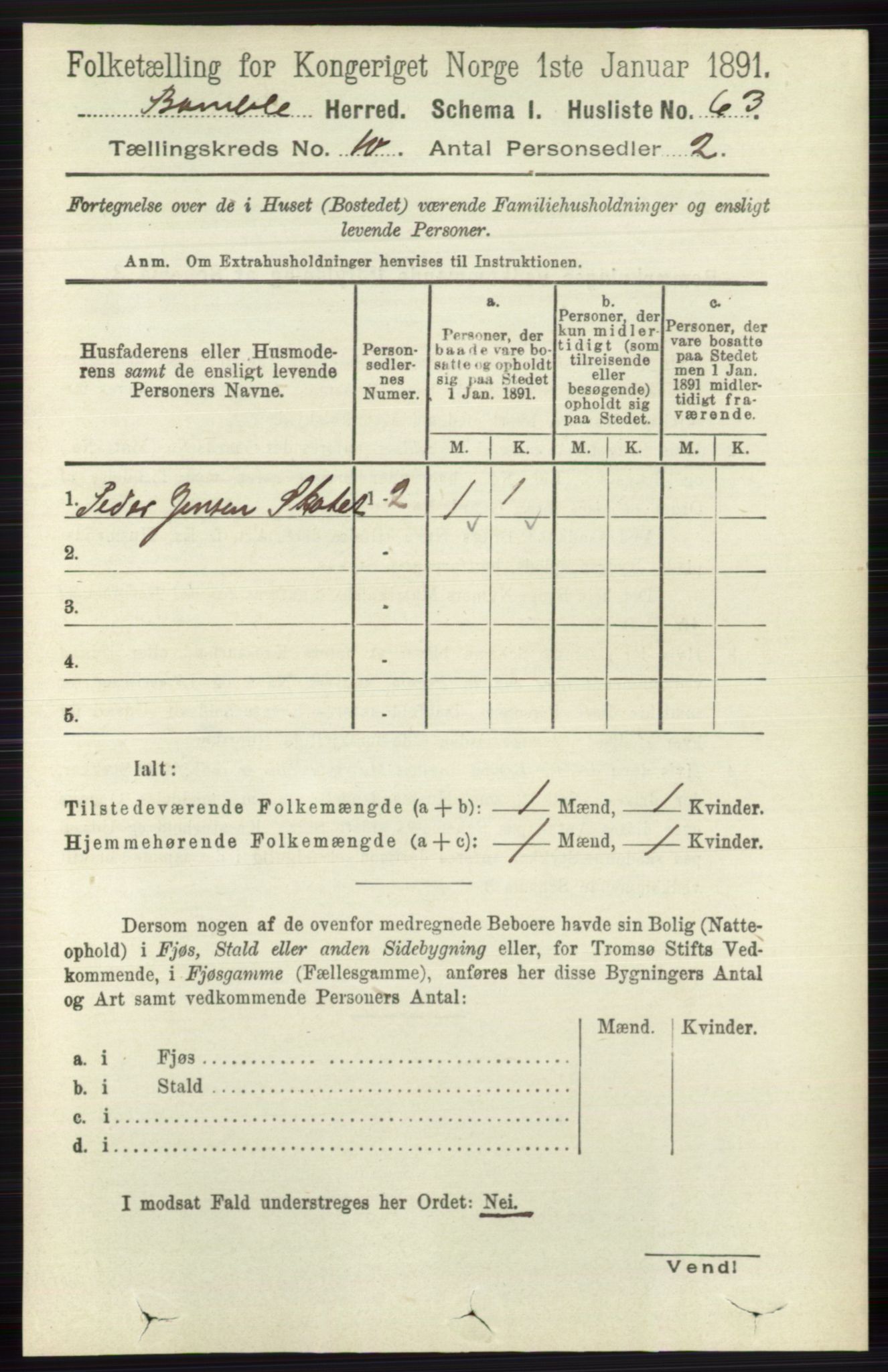 RA, 1891 census for 0814 Bamble, 1891, p. 5765