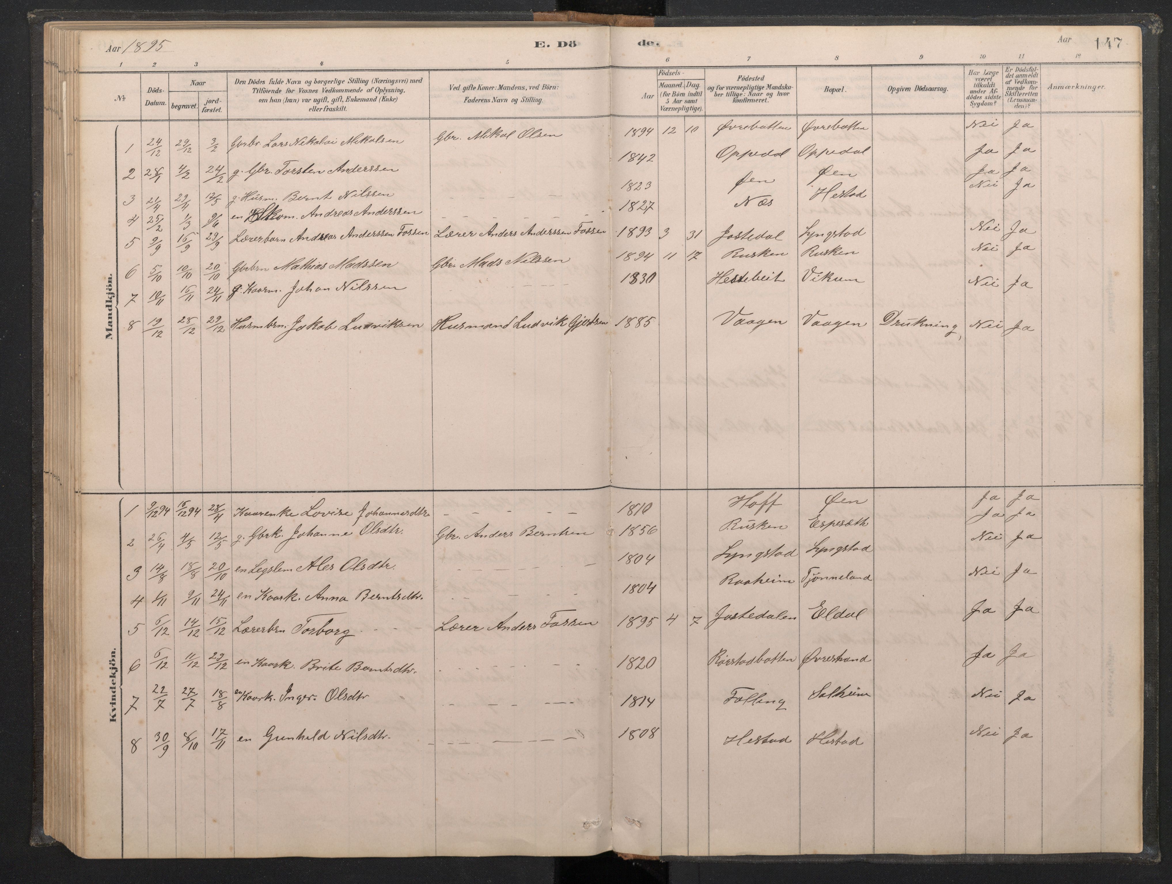 Gaular sokneprestembete, SAB/A-80001/H/Hab: Parish register (copy) no. C 3, 1878-1897, p. 146b-147a