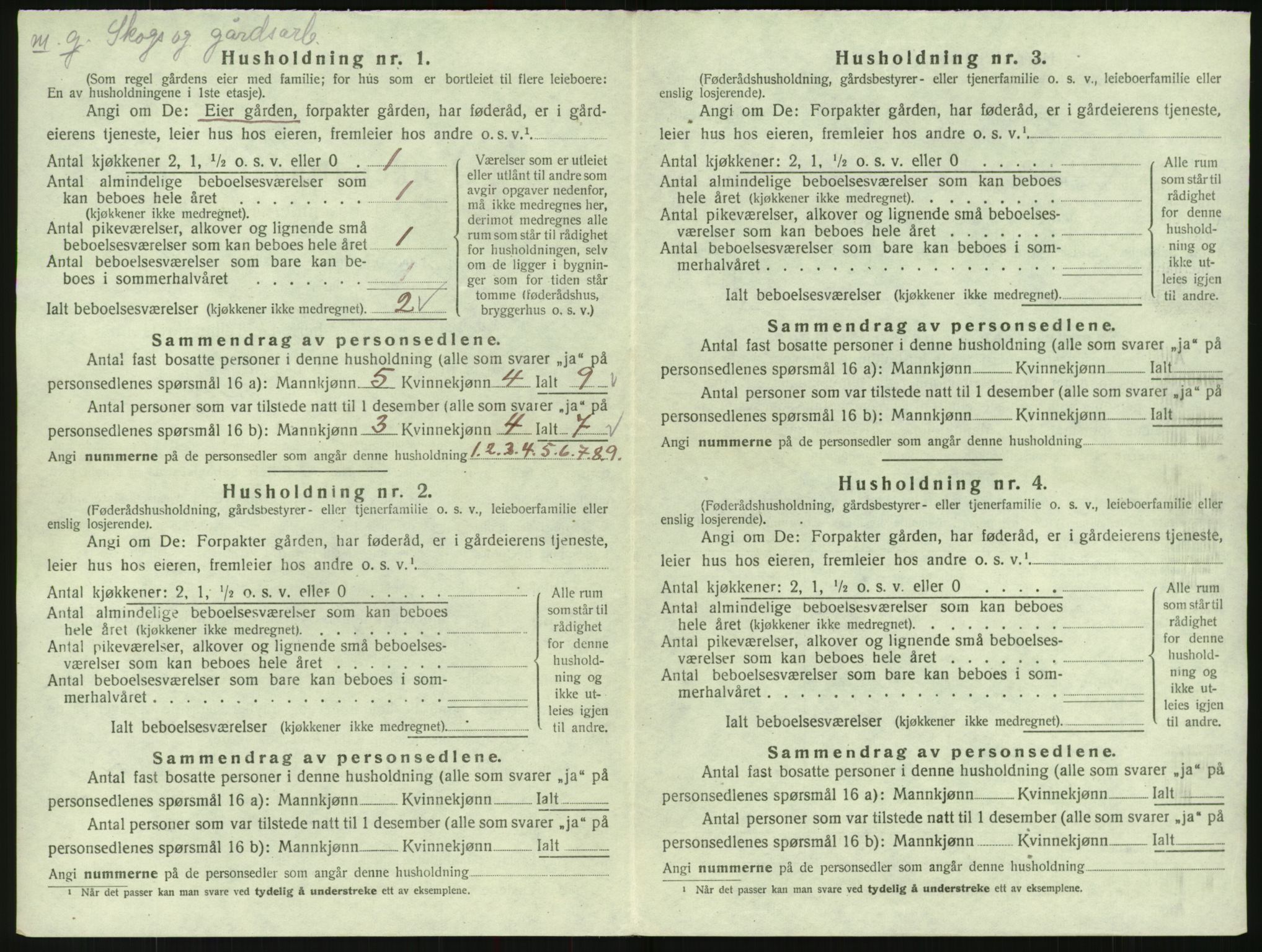 SAK, 1920 census for Bygland, 1920, p. 368