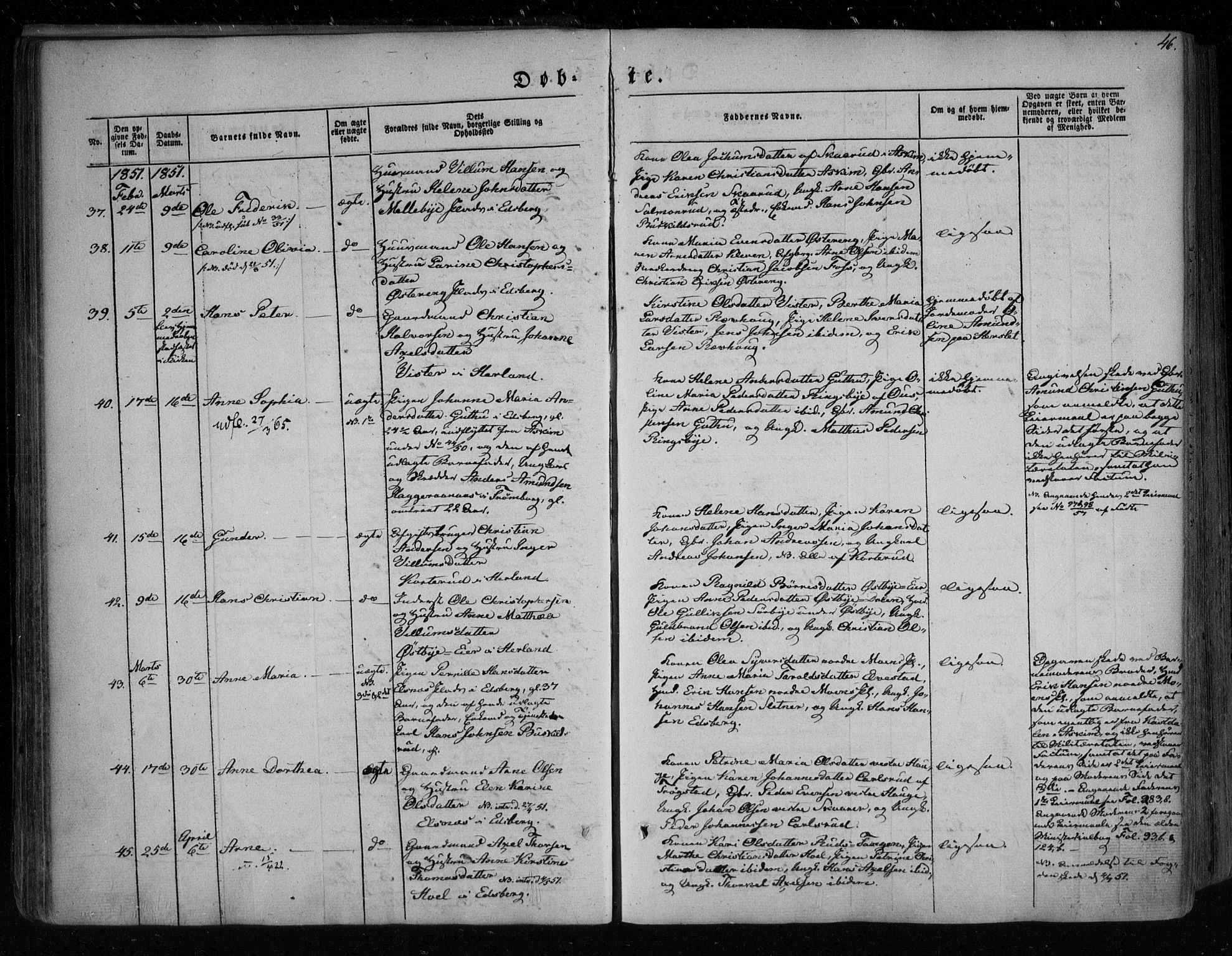 Eidsberg prestekontor Kirkebøker, SAO/A-10905/F/Fa/L0009: Parish register (official) no. I 9, 1849-1856, p. 46