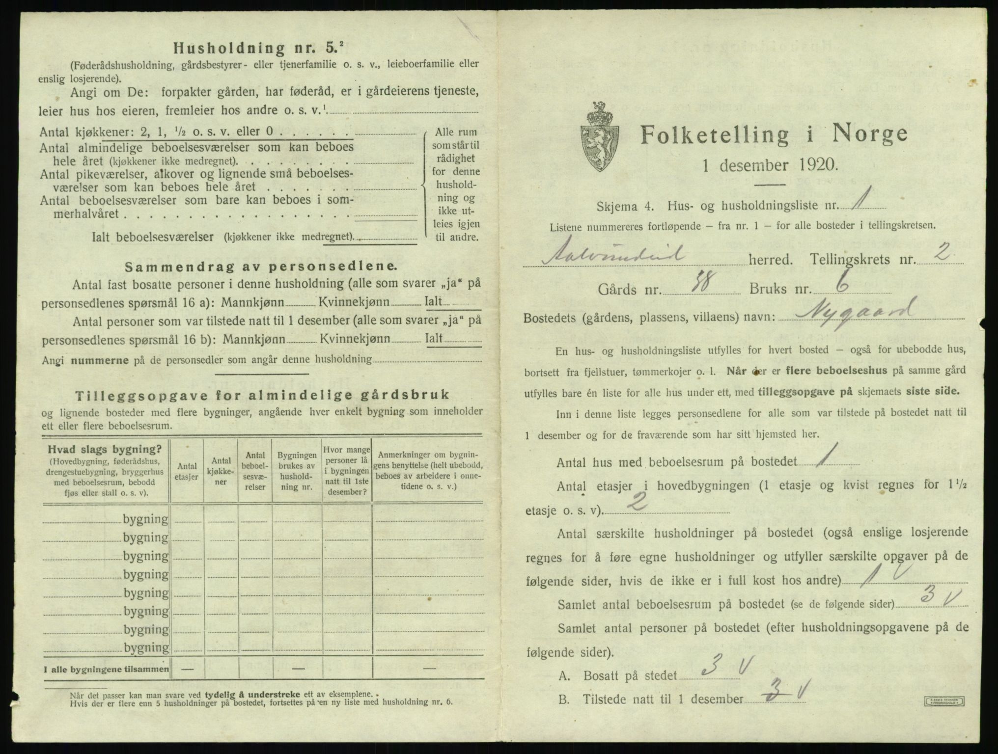 SAT, 1920 census for Ålvundeid, 1920, p. 94