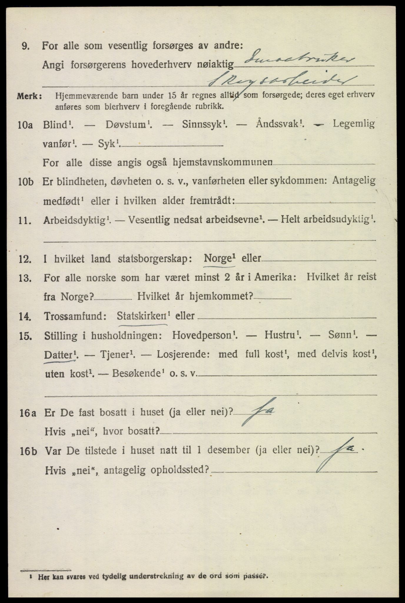 SAH, 1920 census for Fåberg, 1920, p. 9529