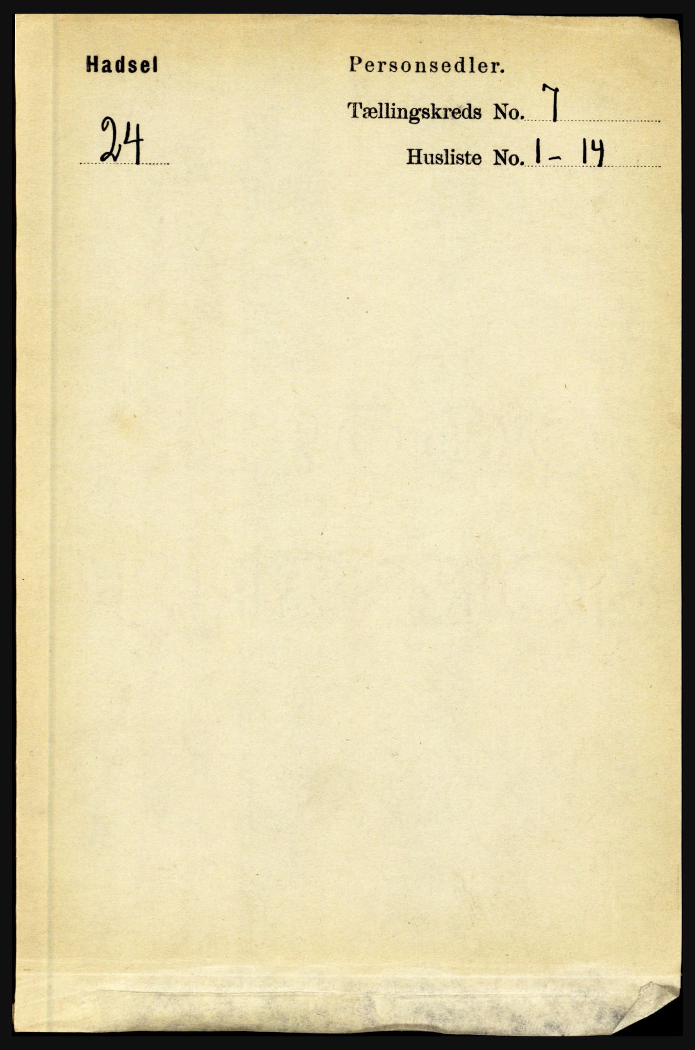 RA, 1891 census for 1866 Hadsel, 1891, p. 3117