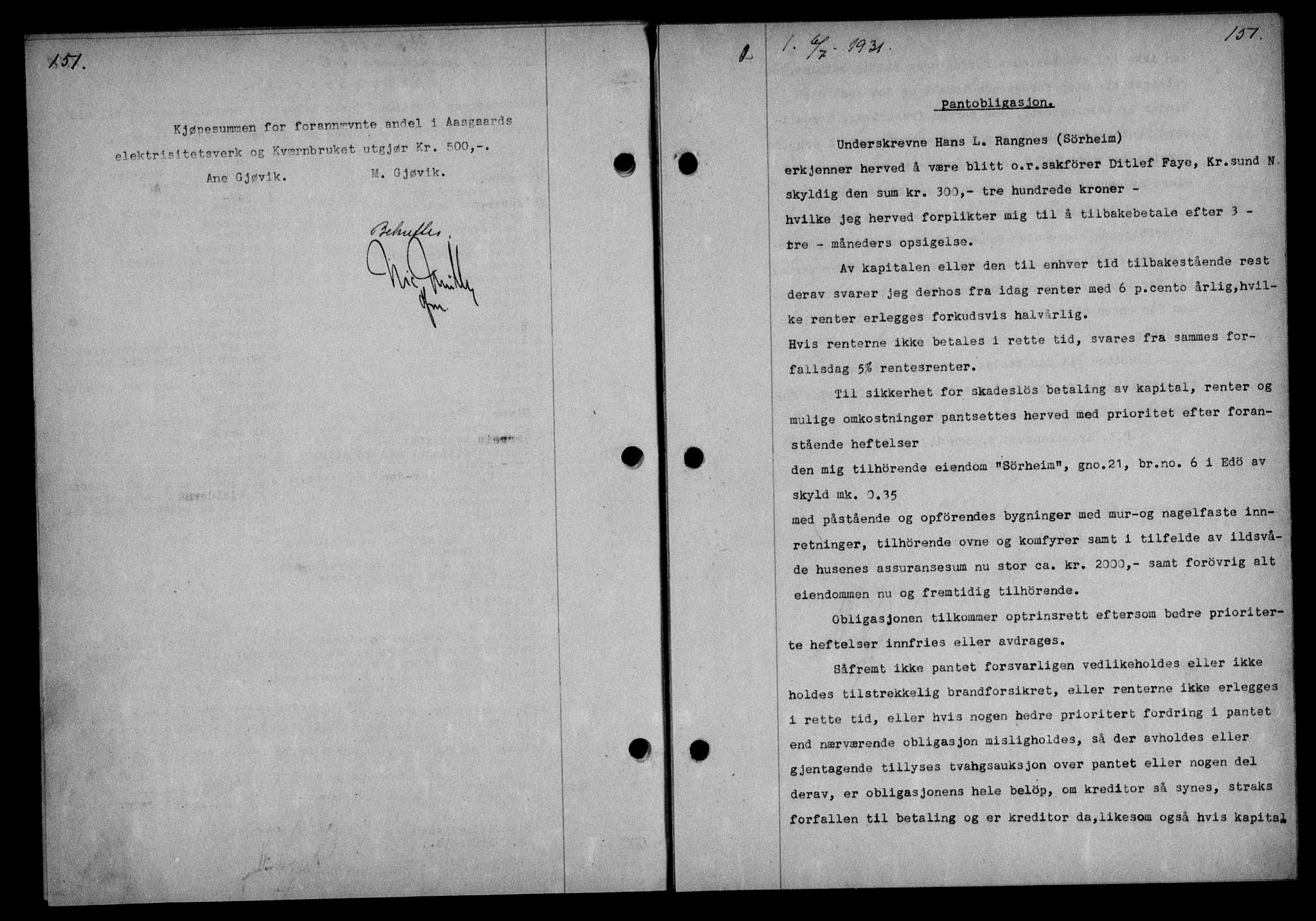 Nordmøre sorenskriveri, SAT/A-4132/1/2/2Ca/L0074: Mortgage book no. 63, 1931-1931, Deed date: 06.07.1931